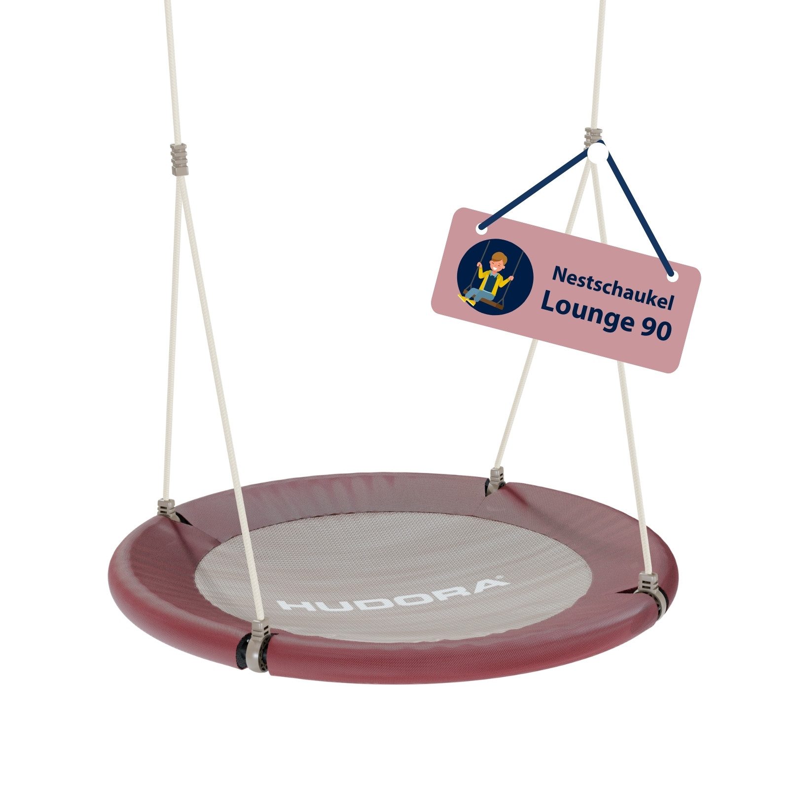 Hudora Nestschaukel Lounge Höhenverstellbare Nestschaukel mit 90/110cm Durchmesser, (Hängeschaukel mit geschlossener Sitzfläche), Tellerschaukel für die ganze Familie