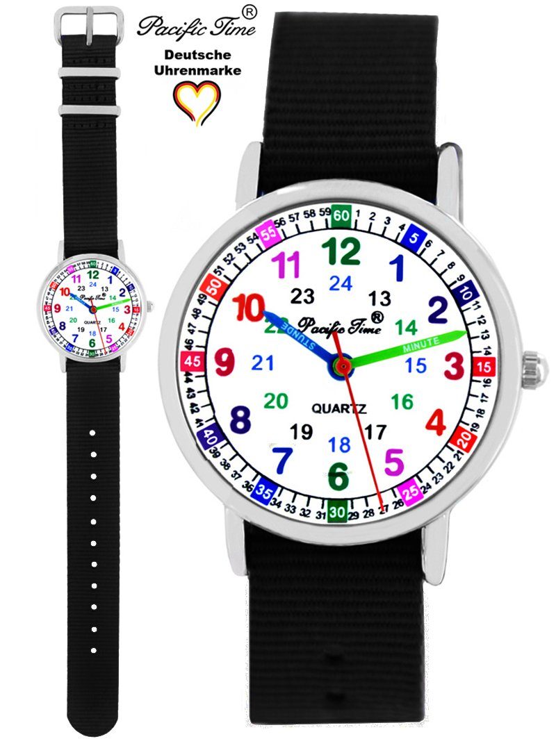 Pacific Time Quarzuhr Kinder Armbanduhr Lernuhr Wechselarmband, Mix und Match Design - Gratis Versand schwarz | Quarzuhren