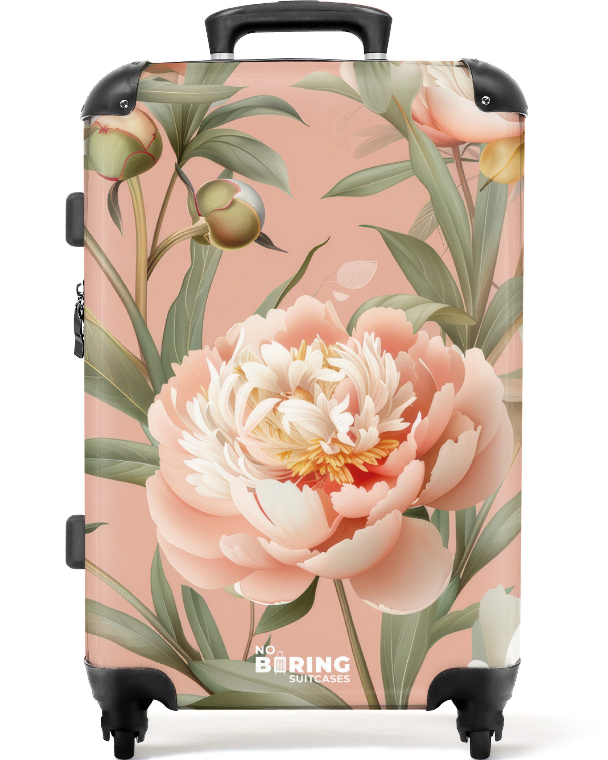 NoBoringSuitcases.com© Hartschalen-Trolley Rosa mit Pfingstrosen 67 günstig online kaufen