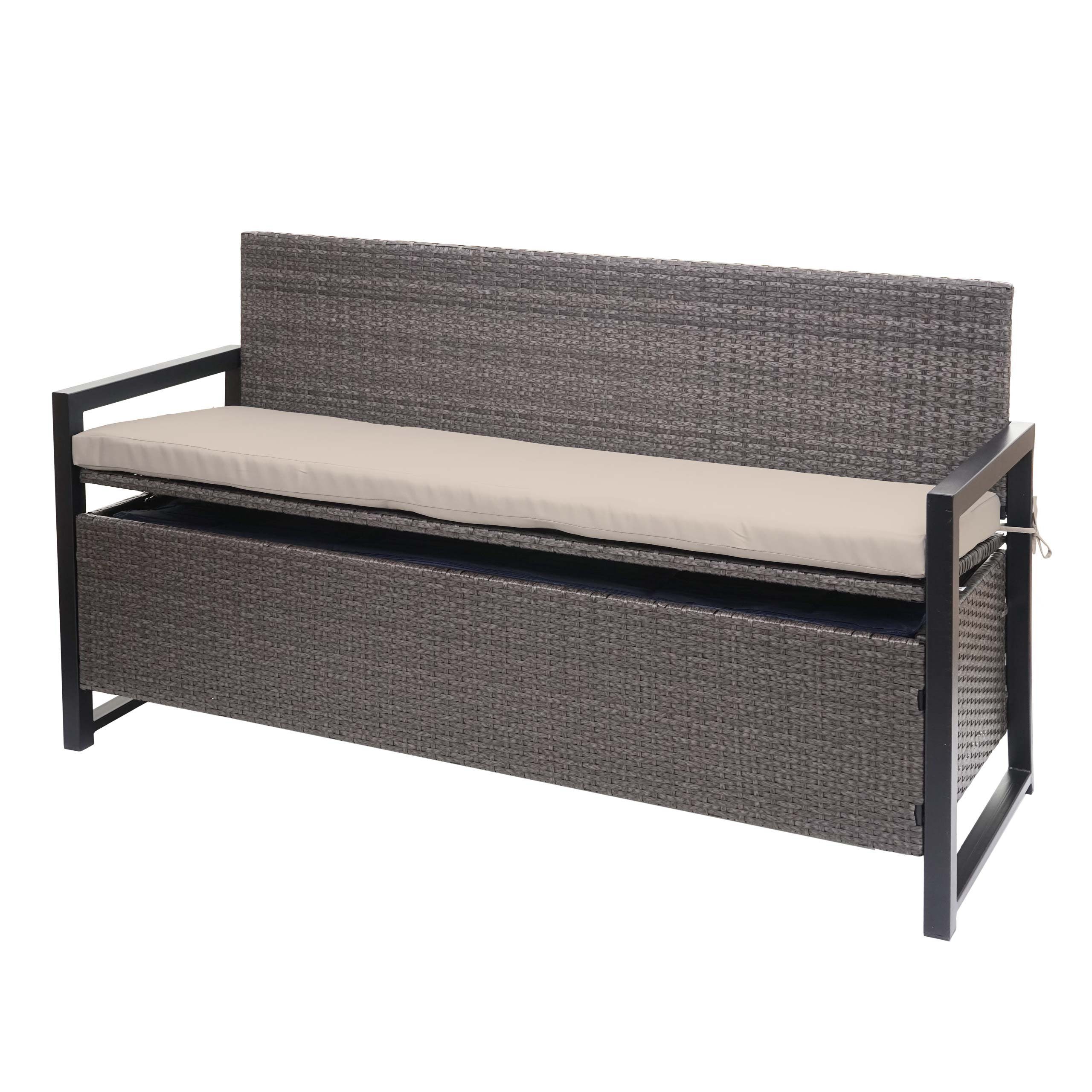 MCW Sitzbank MCW-F39-3, Staufach inkl. wasserabweisendem Bezug, Kissenbezug mit Reißverschluss