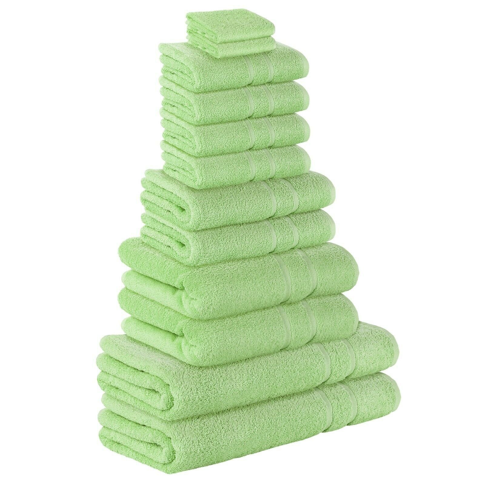 StickandShine Handtuch Set 4x Gästehandtuch 2x Handtücher 4x Duschtücher 2x Badetuch als SET in verschiedenen Farben (12 Teilig) 100% Baumwolle 500 GSM Frottee 12er Handtuch Pack, (Spar-SET) Hellgrün