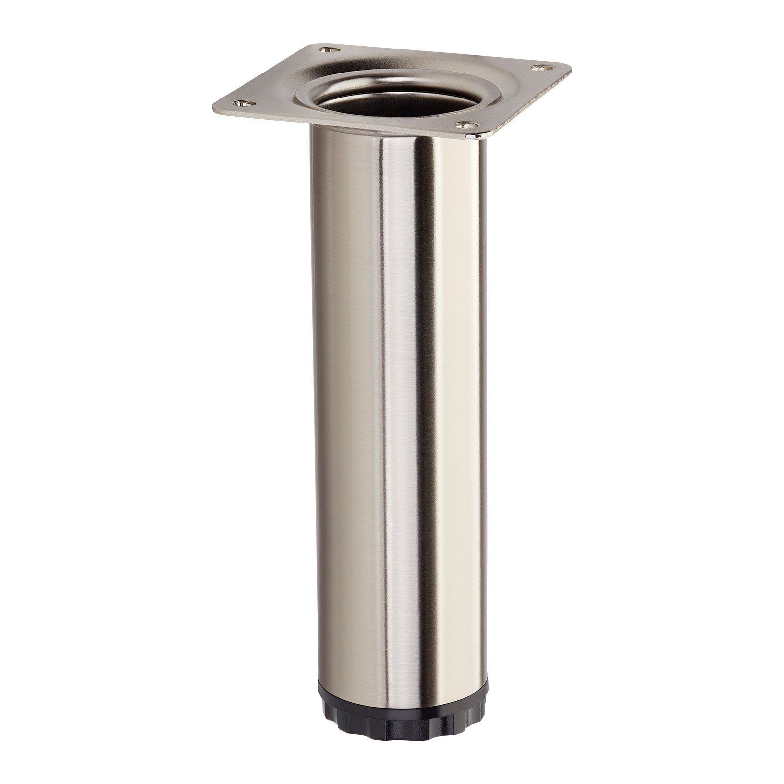SO-TECH® Möbelfuß BRAVO aus Stahl, höhenverstellbar, belastbar bis 50 kg, Edelstahloptik, Höhe 150 mm, Durchmesser 40 mm
