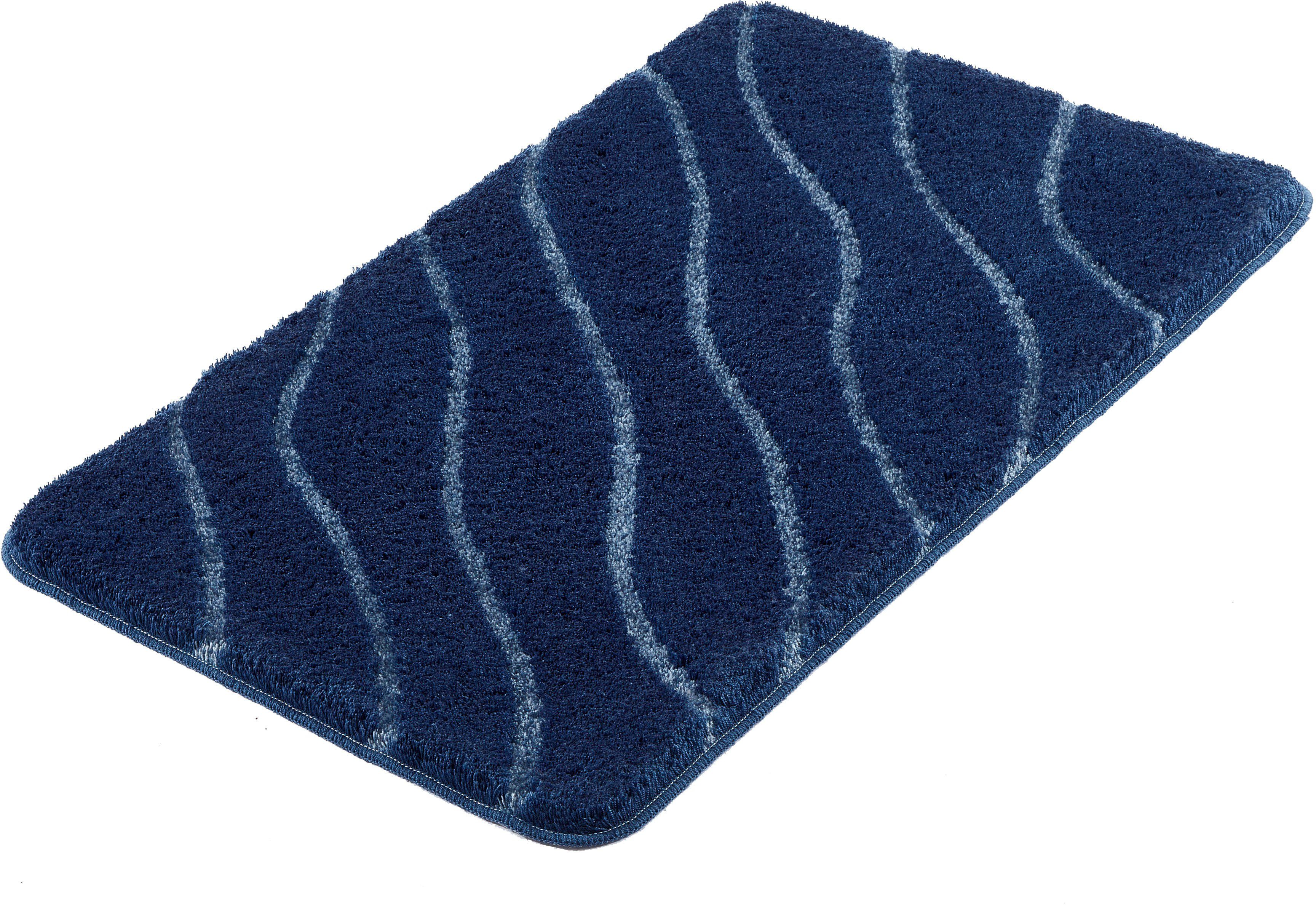 Kleine Wolke Badematte Tram, Badvorleger, Badezimmer Teppich, Höhe 20 mm, rutschhemmend beschichtet, fußbodenheizungsgeeignet, Polyacryl, rechteckig, Badteppich, modernes Wellen Design, Hoch-Tief Effekt