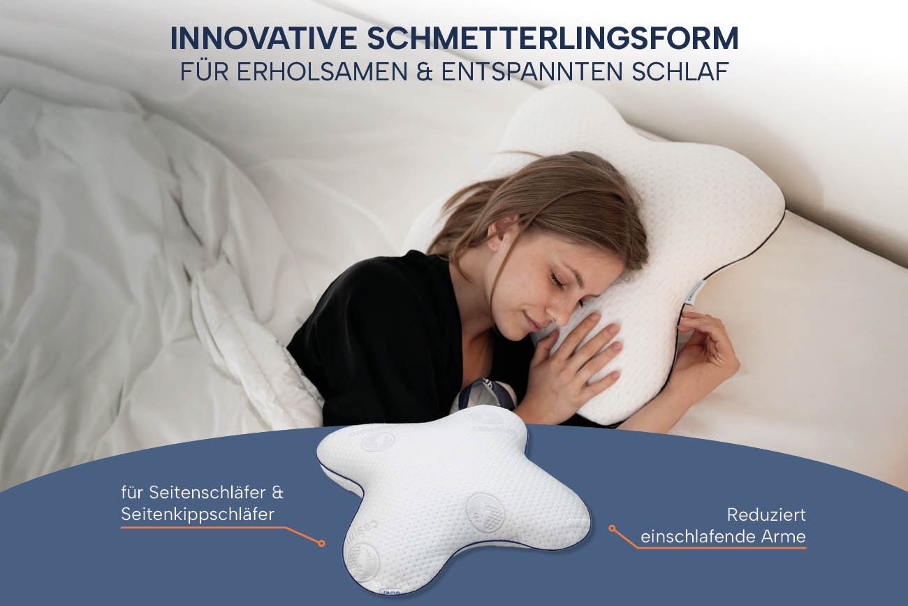 casimum Nackenstützkissen Schmetterling BUTTERFLY, Kissen gegen Nackenschmerzen, Füllung: Memory Foam (Memory Schaum), Bezug: Ohne, Seitenschläfer, Seitenkippschläfer, ergonomisches Schmetterlingskissen aus Memory Schaum 56x48x11,5cm