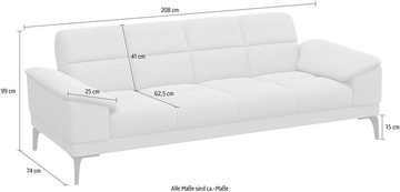 FLEXLUX 2,5-Sitzer Viale, Sitzaufbau hochwertiger Kaltschaum und Stahl-Wellenunterfederung
