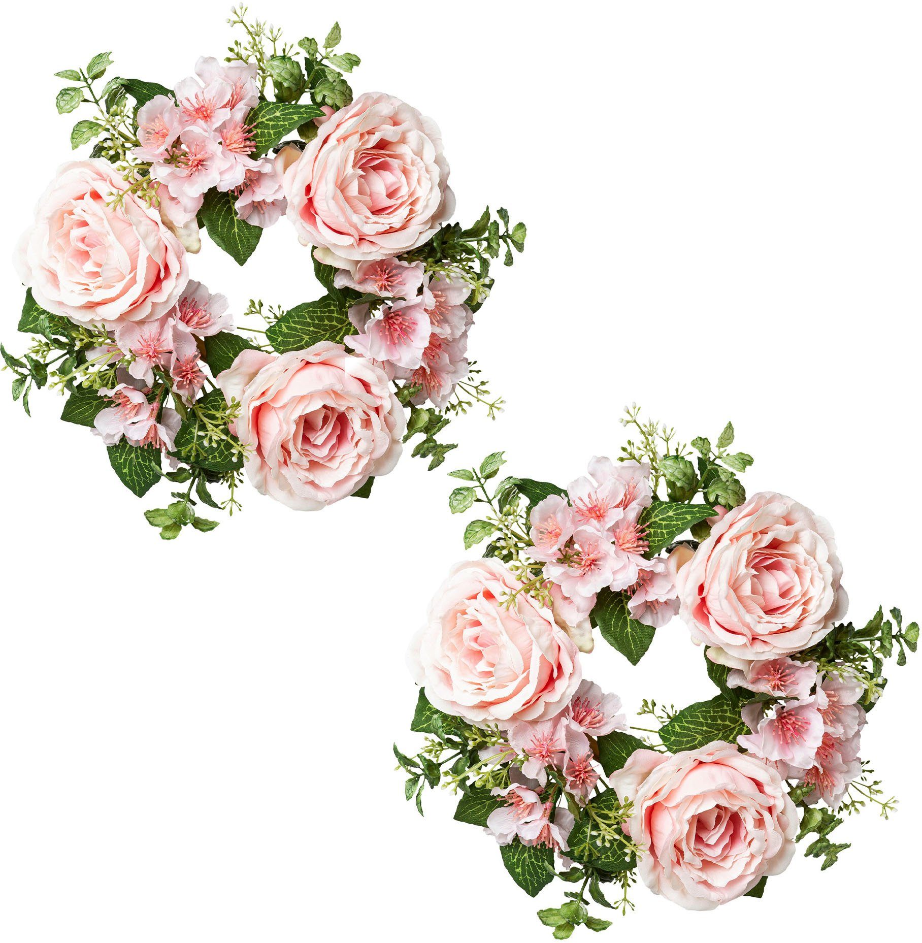 Kunstblume Свечиring Rosen und Blüten Rose, Creativ green, Höhe 5 cm, im 2er Set