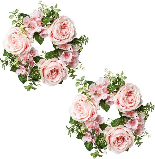 Kunstblume »Kerzenring Rosen und Blüten« Rose, Creativ green, Höhe 5 cm, im 2er Set-Otto