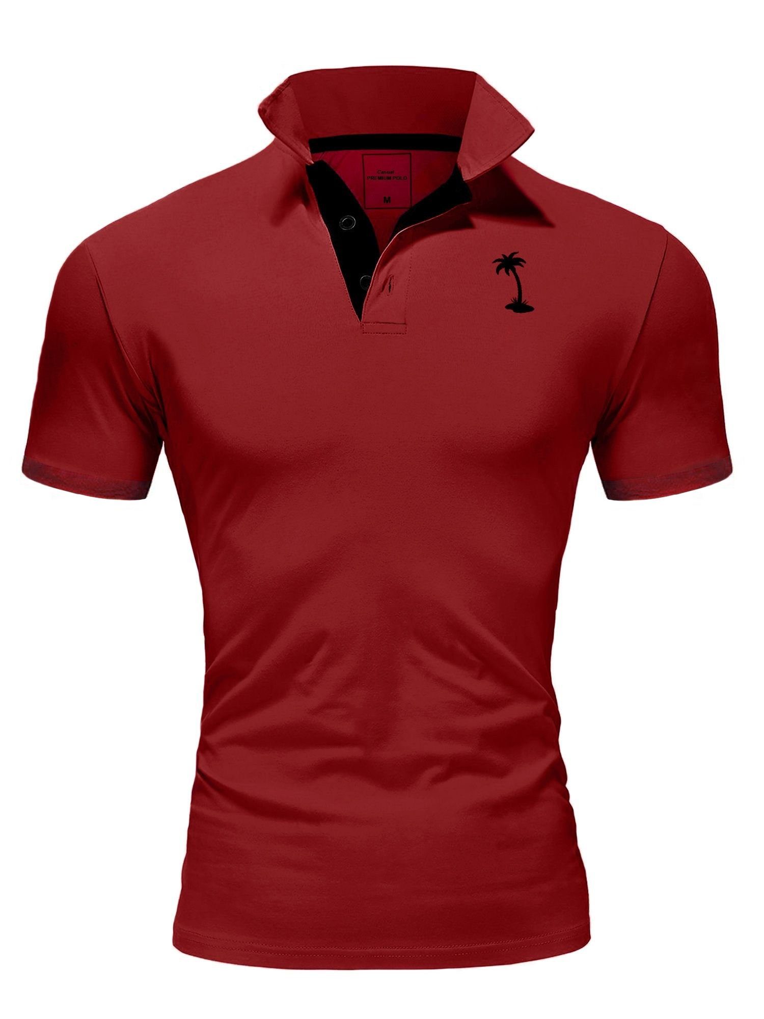 Poloshirt PALMSON weinrot behype Details kontrastfarbigen mit