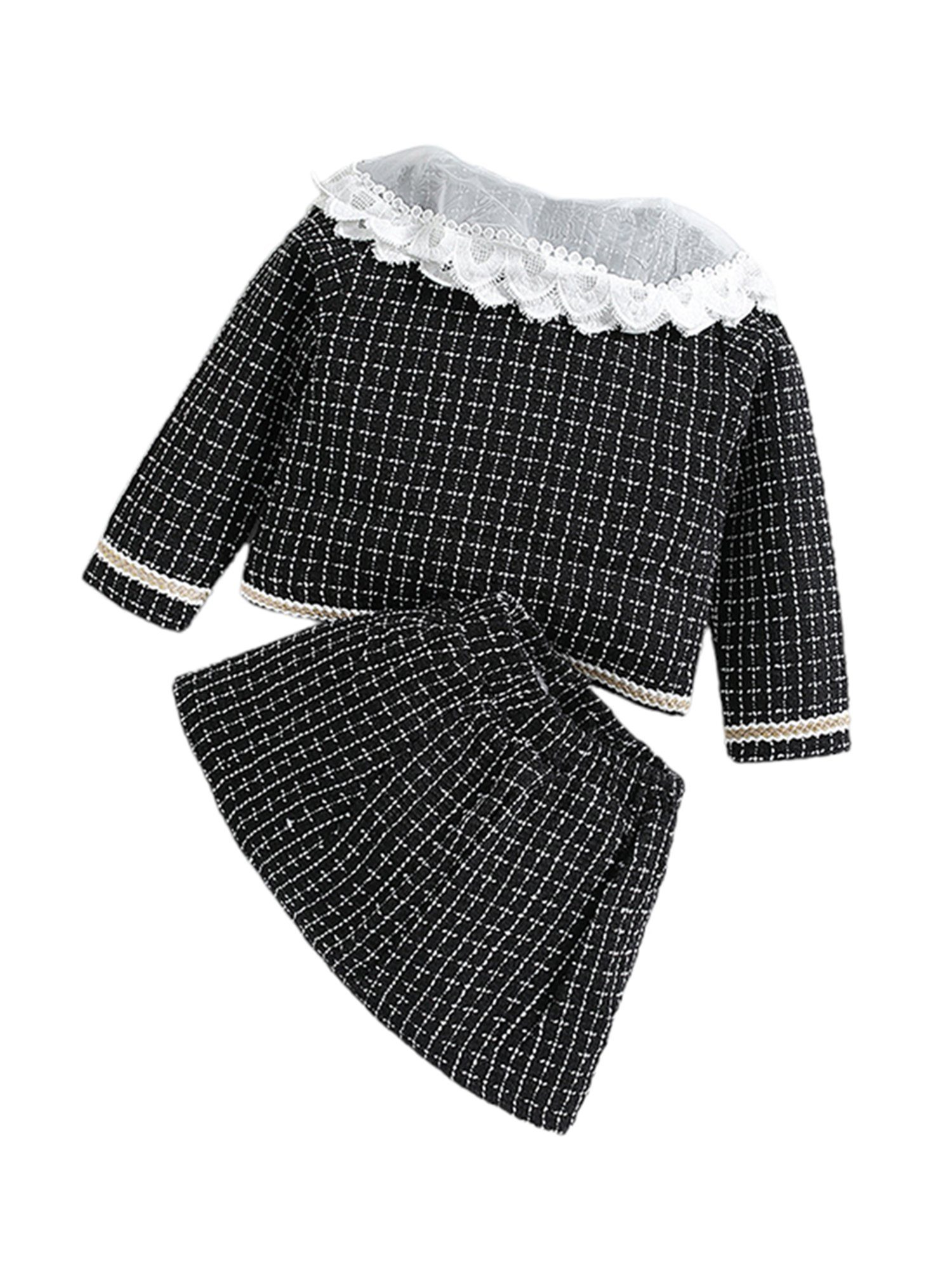 Anzug Kinderanzug für Baumwolle LAPA Mädchen, aus 2-tlg) langärmeliger (Set, Karoanzug Eleganter