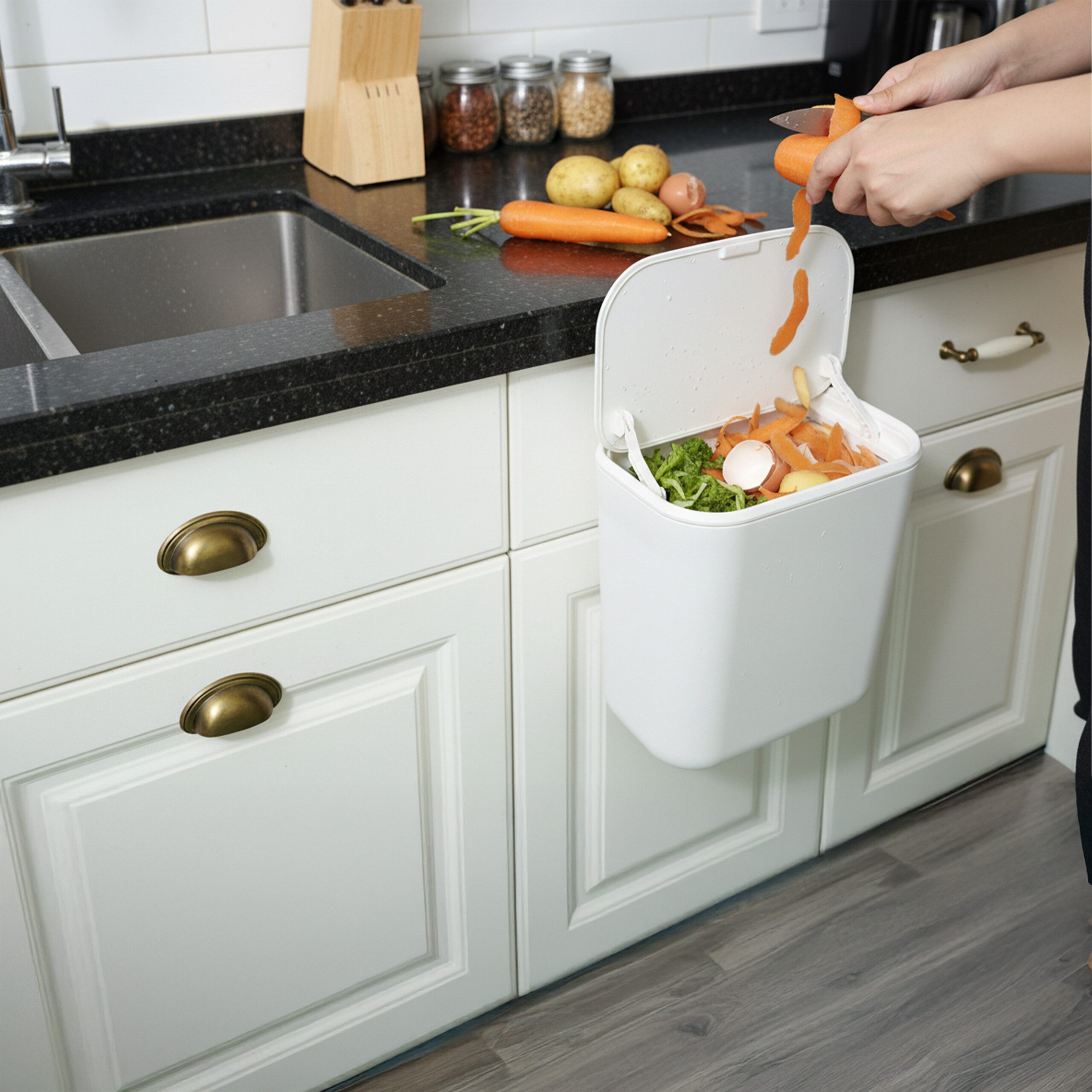relaxdays Mülleimer Küchenmülleimer zum Einhängen 9 L, weiß