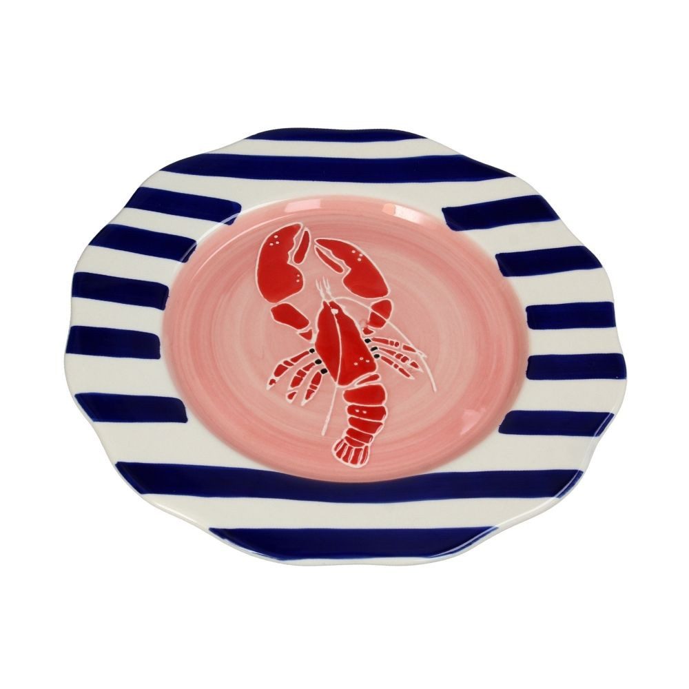 Kersten BV Speiseteller Teller Steingut Multi - Hummer, (1 St), Gewellter Rand