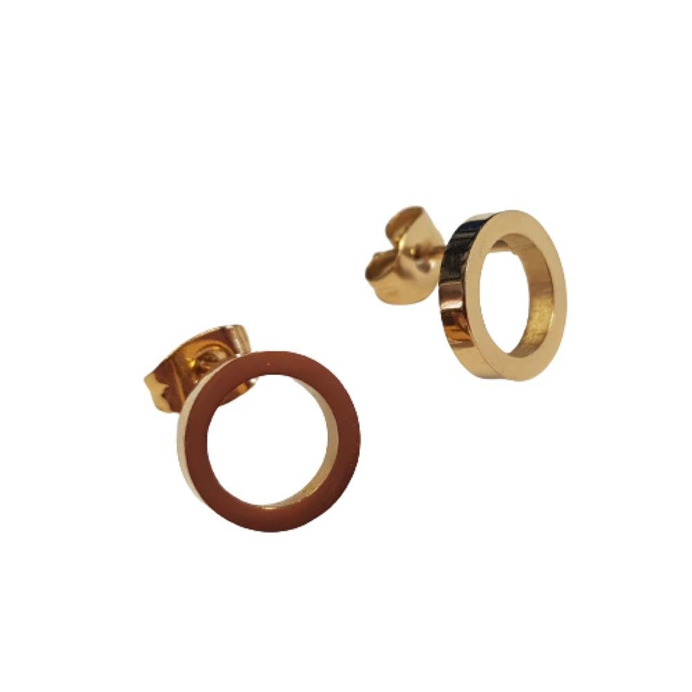 BUNGSA Ohrring-Set Ohrstecker Kreis gold aus Edelstahl Damen (1 Paar (2 Stück), 2-tlg), Ohrschmuck Ohrringe