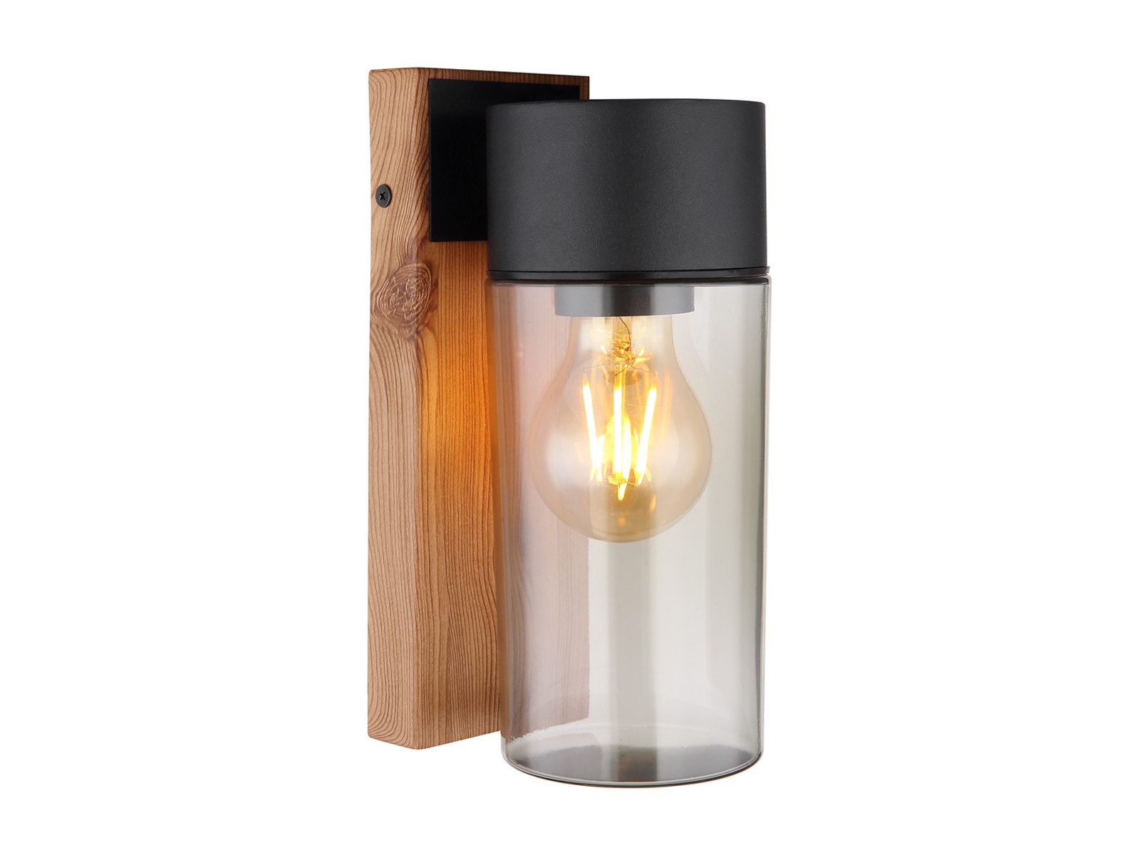 GLOBO LIGHTING LED Außen-Wandleuchte, LED wechselbar, warmweiß, Fassadenbeleuchtung Hauswand aus Edelstahl in Holzoptik, Höhe 22,5cm