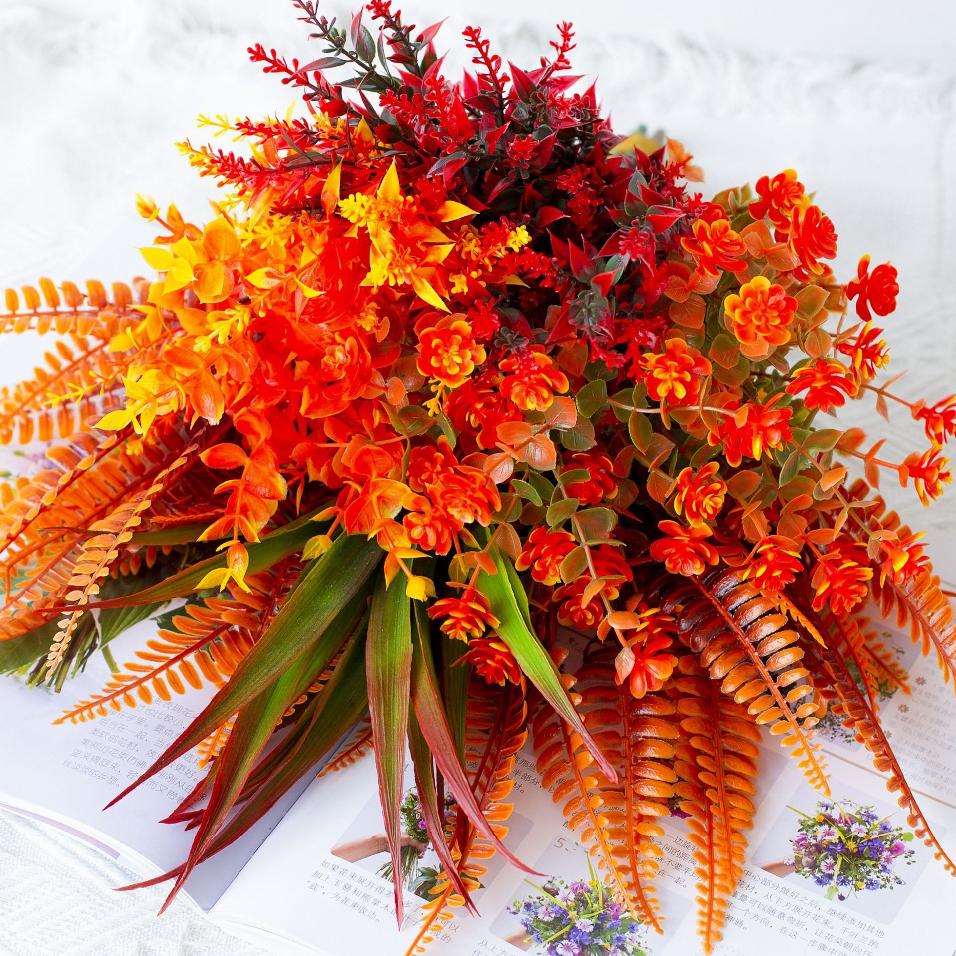 Kunstblumenstrauß 9 Bündel Künstliche Herbstblumen Künstlich Herbststrauß Kunstblumen, Bomiclss, für Herbstdeko Drinnen Draußen Garten – Bild 5 von 5