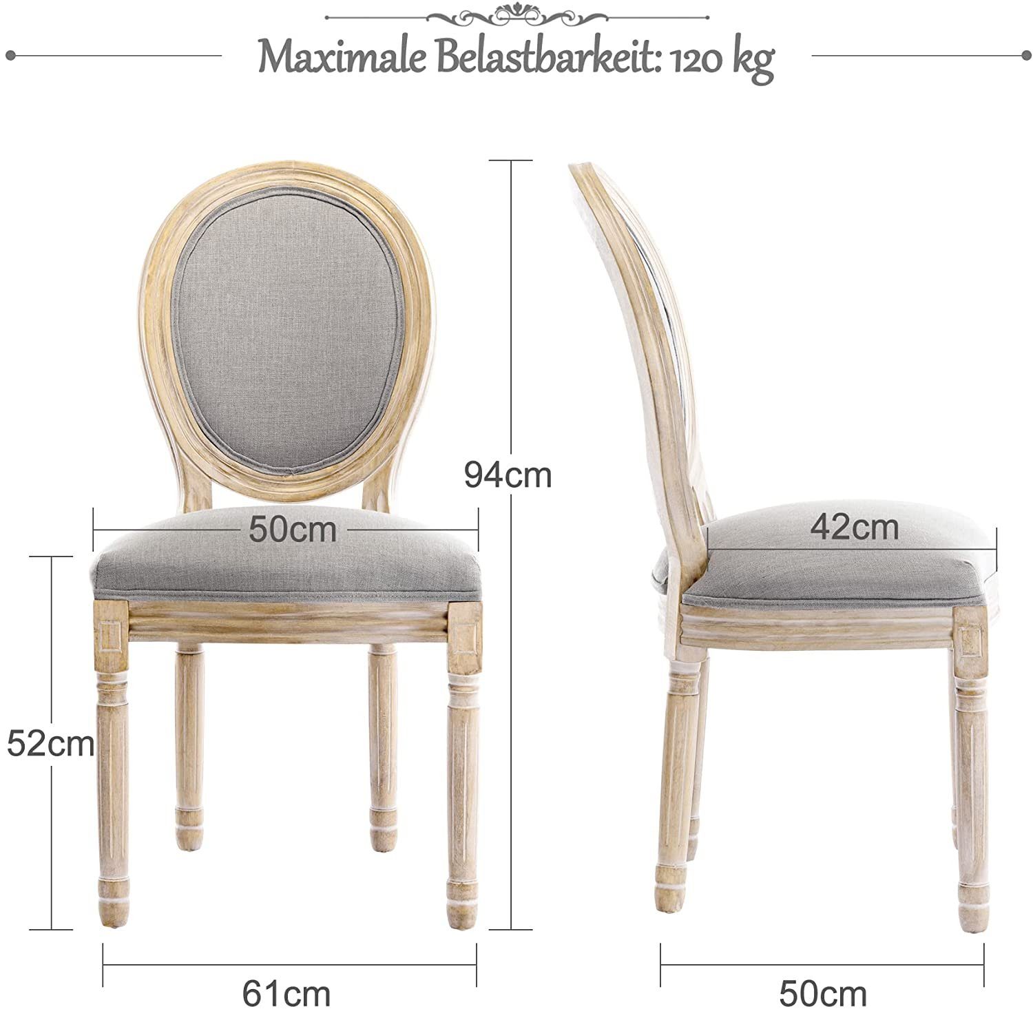 edler Rückenlehne, Polsterstuhl St),Polsterstuhl mit Grau HomeMiYN (2 2er Set Knopfheftung Esszimmerstuhl