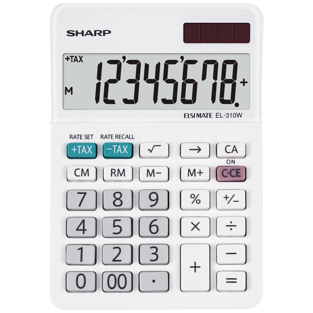 Sharp Taschenrechner Sharp EL-310W Taschenrechner Weiß Display (Stellen): 8 batteriebetrie