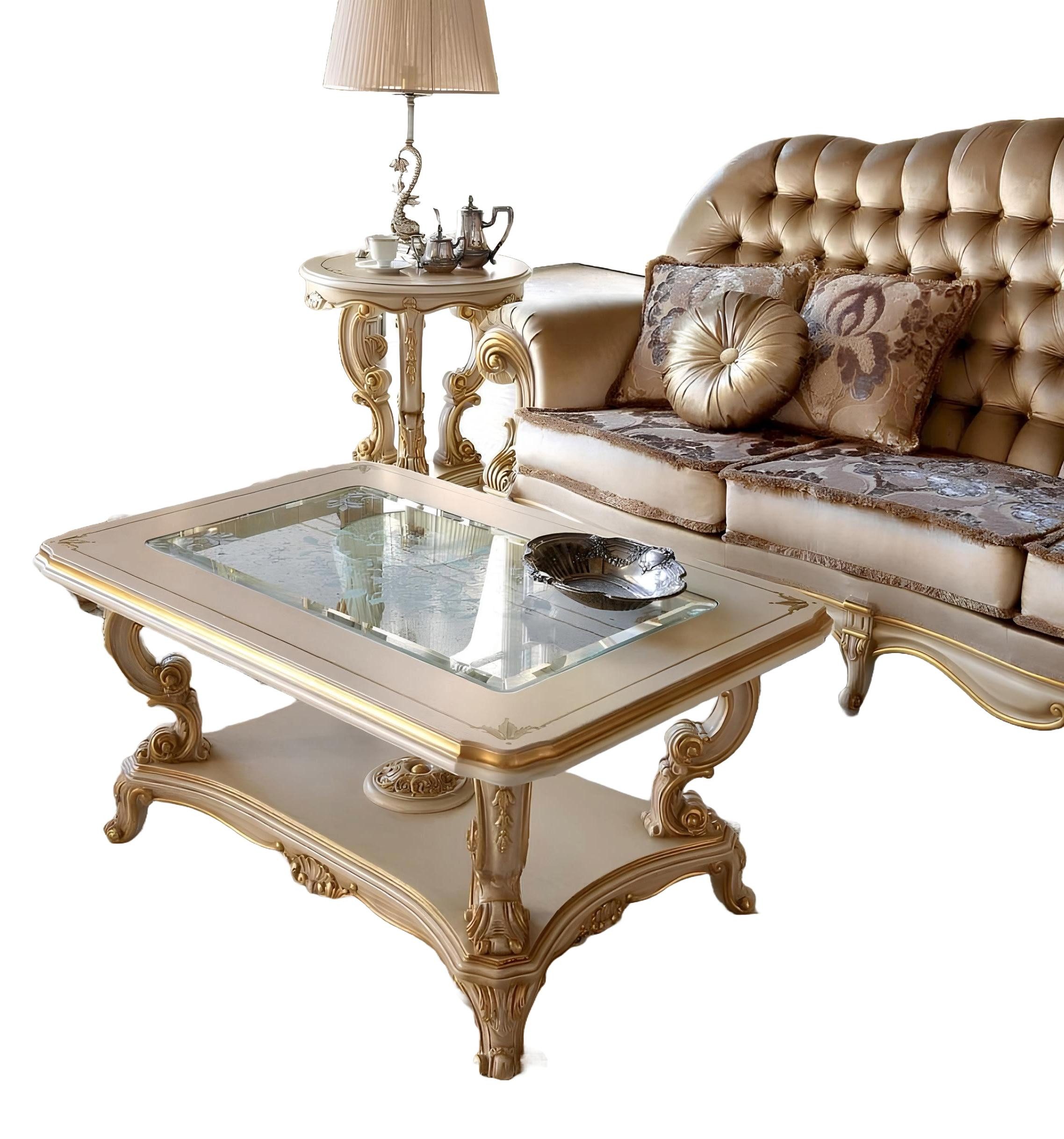 Xlmoebel Couchtisch Eleganter Beistelltisch aus Holz in warmem Beigeton (Couchtisch, Couchtisch), Hergestellt in Europa