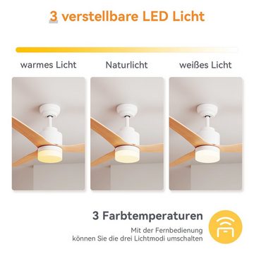 SONNI Deckenventilator Deckenventilator, mit Licht und Fernbedienung, Weiß / Schwarz, Decken Lampe 3 Stufen Ø 47 Inch Ø119cm Leuchte