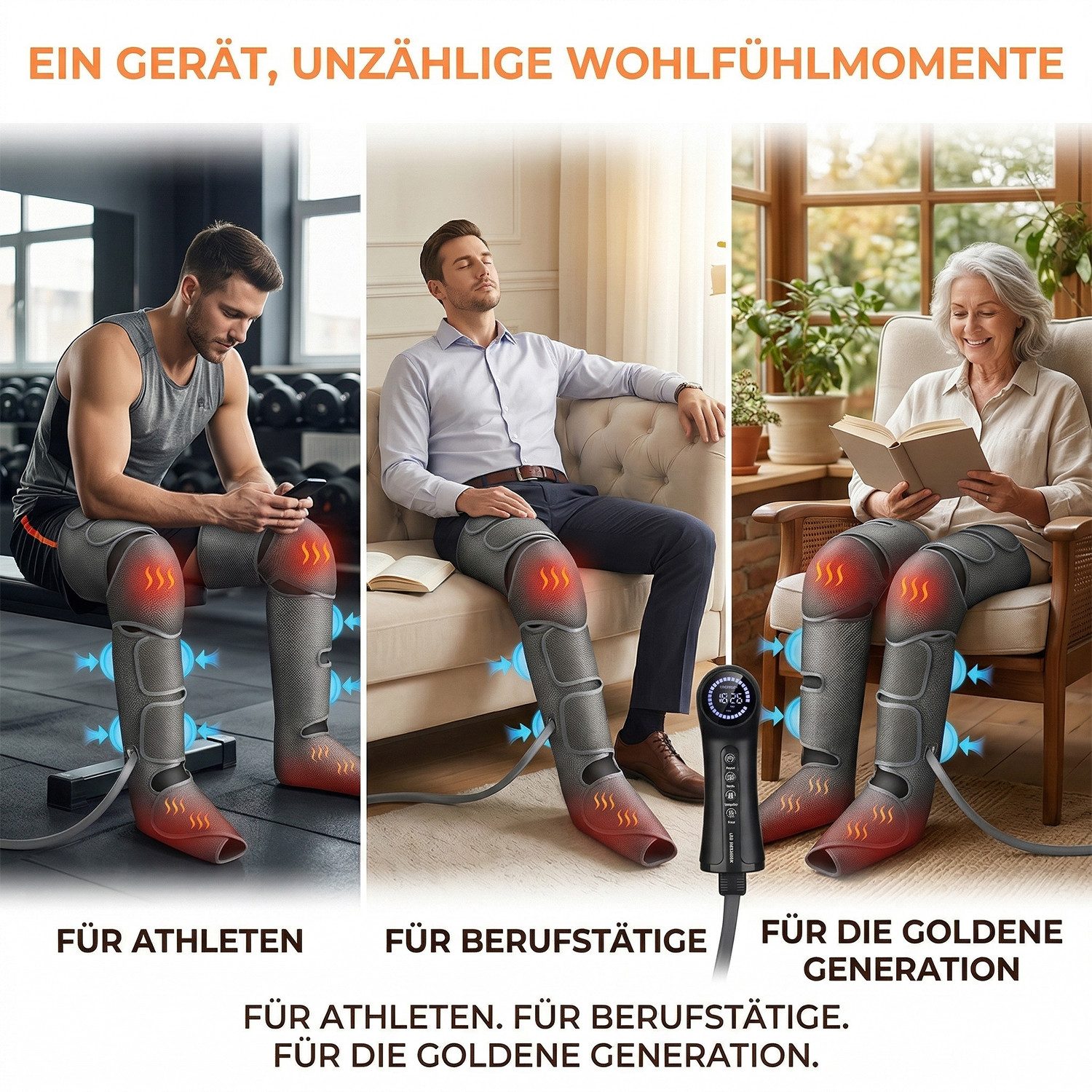 AKKEE Massagegerät Beinmassagegerät für bessere Durchblutung mit 5 Intensitäten, fördert die Durchblutung und lindert Schmerzen