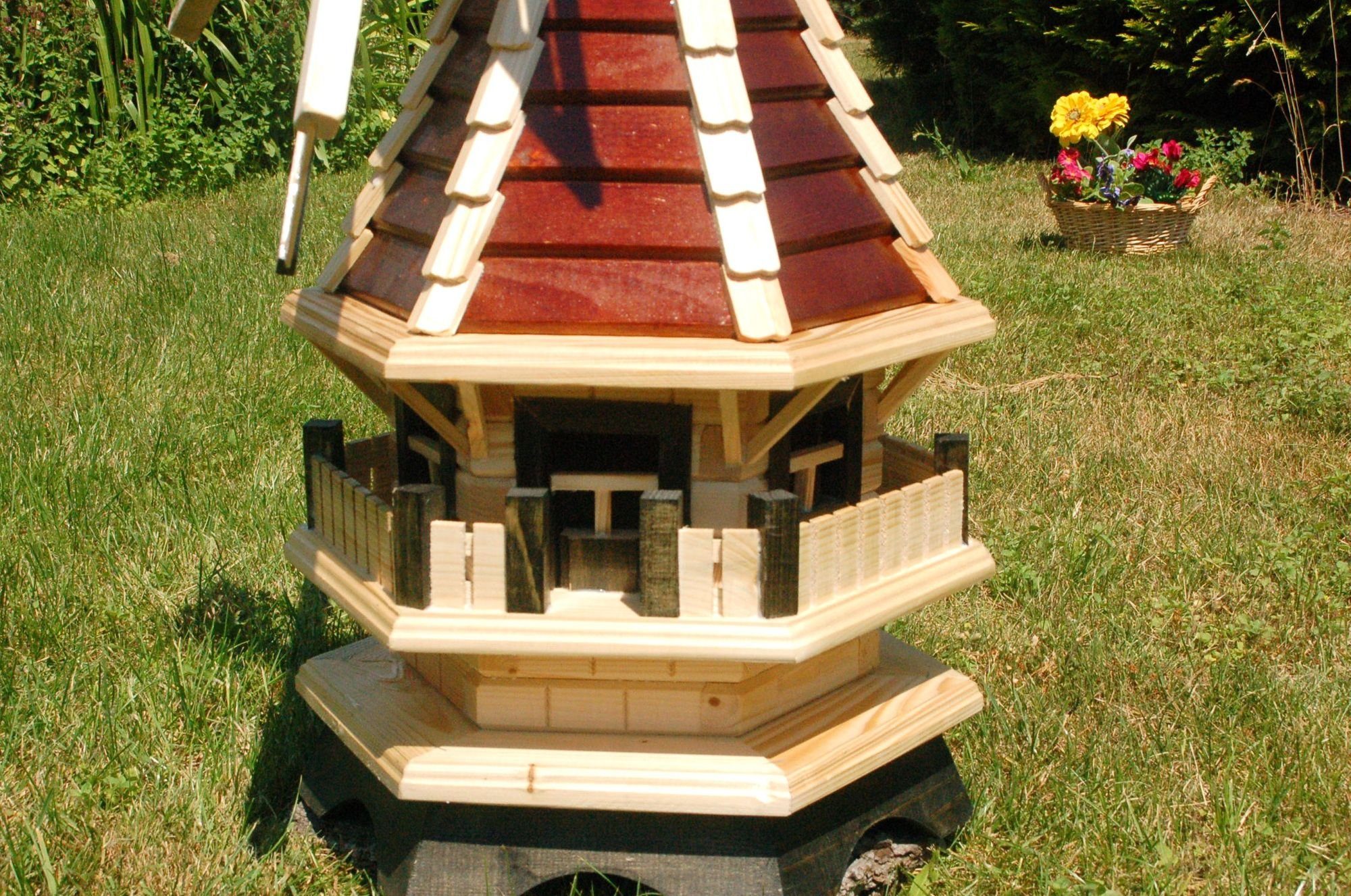 DSH DEKO SHOP HANNUSCH Gartenfigur Kleine Windmühle verschiedene Hölzer – Höhe 1 Meter