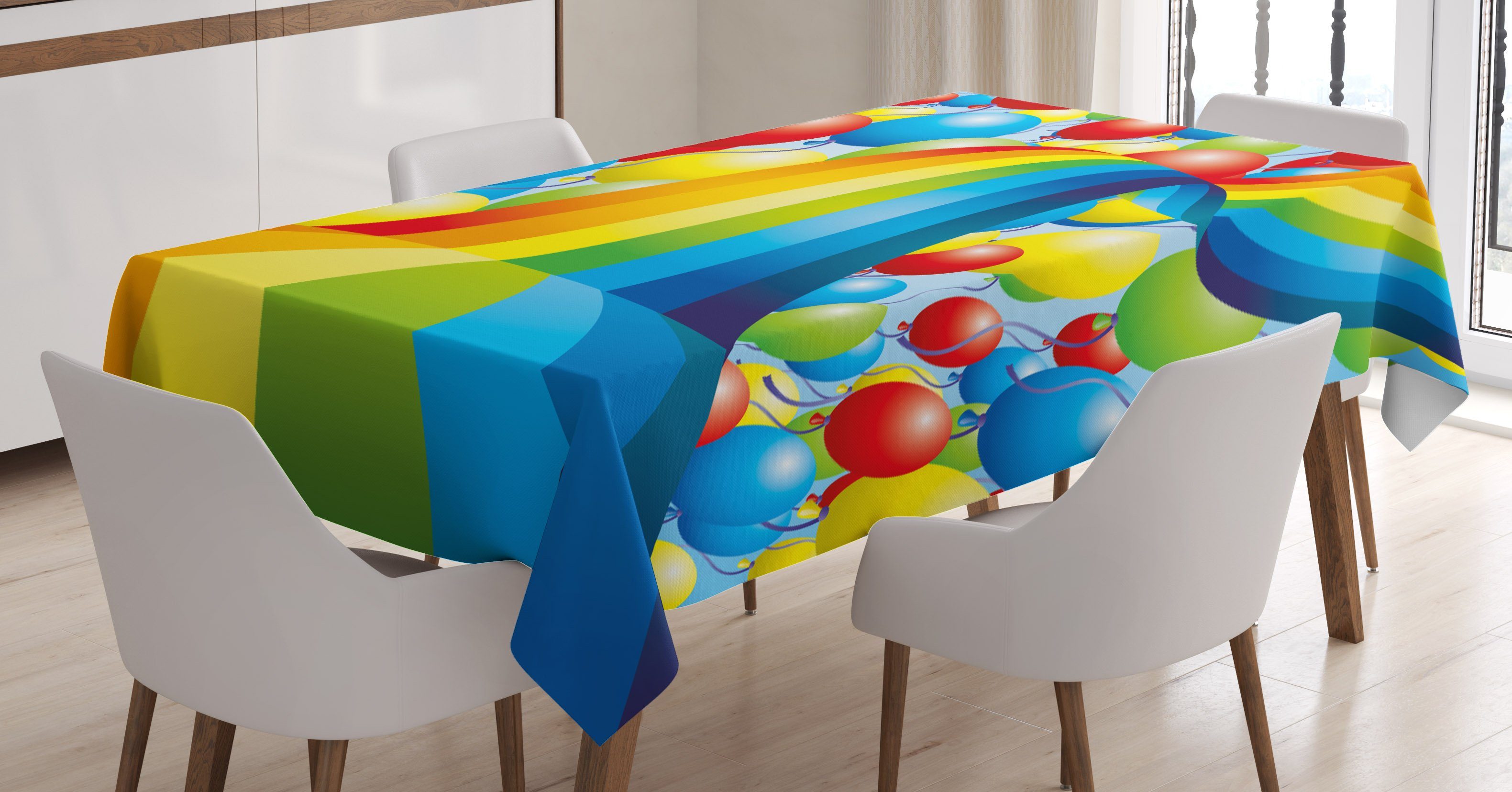 Abakuhaus Tischdecke Außen Klare Regenbogen Bänder geeignet Farbfest Bereich Wellig Luftballons Waschbar den Für Farben