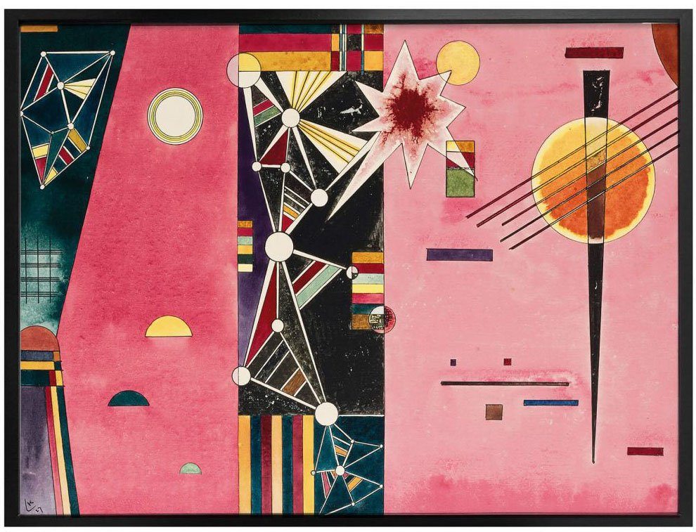 Abstrakt Bild, Rosa Wandposter (1 Wall-Art Kandinsky abstrakte Kunst Rot, Poster, Wandbild, St), Poster