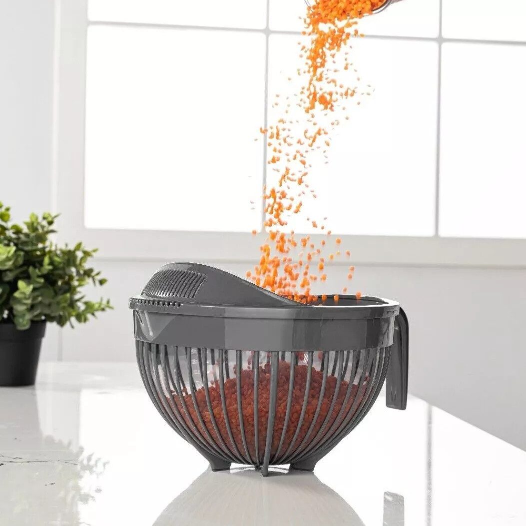 Parpalinam Rührschüssel Küchensieb Set 2in1 Schüssel Spritzschutz Nudelsieb Abtropfsieb, (Rührschüssel und Küchensieb Set 2in1)