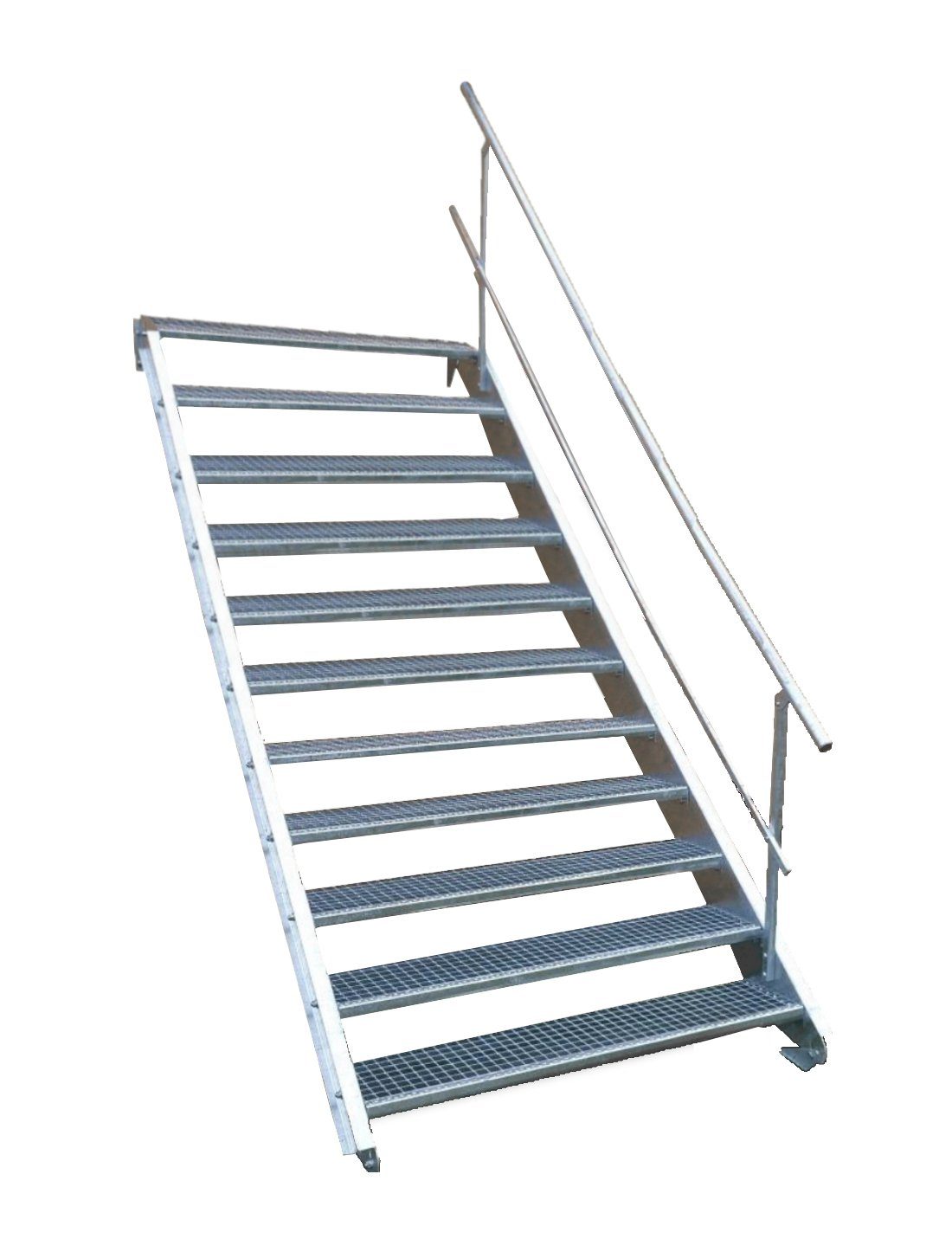 SRM Design Außentreppe 11 Stufen Stahltreppe einseitig. Geländer Breite 90 cm Höhe 165-220cm