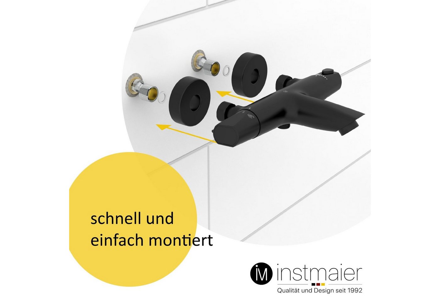 Thumbnail - instmaier Wannenarmatur T2, hochwertiges Wannenfüllthermostat Mischbatterie Schwarz