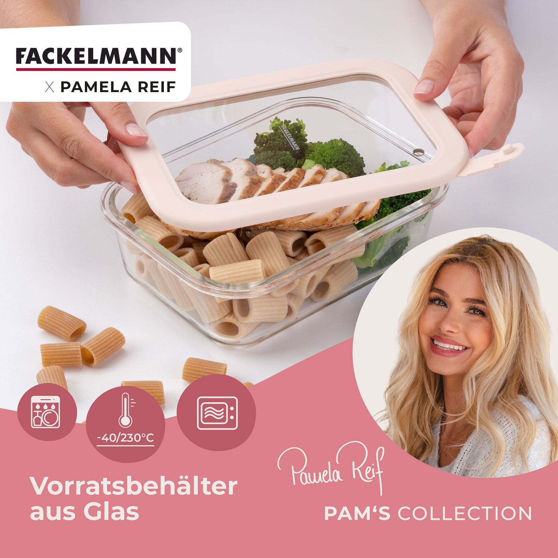 FACKELMANN Vorratsdose Aufbewahrungsglas, Mealprep-Behälter, Frischhaltedose