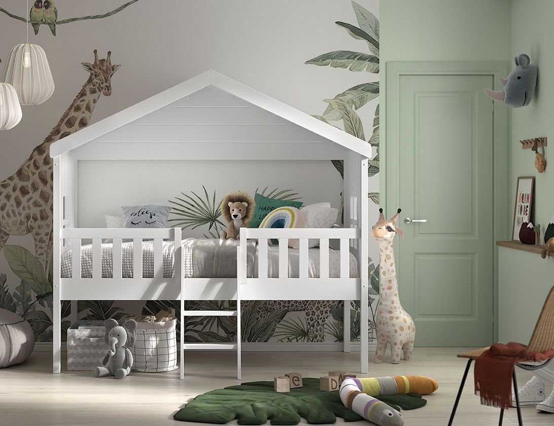 Vipack Hausbett "Kiefer massiv weiß lackiert, Made in Europe, stabil gebaut günstig online kaufen