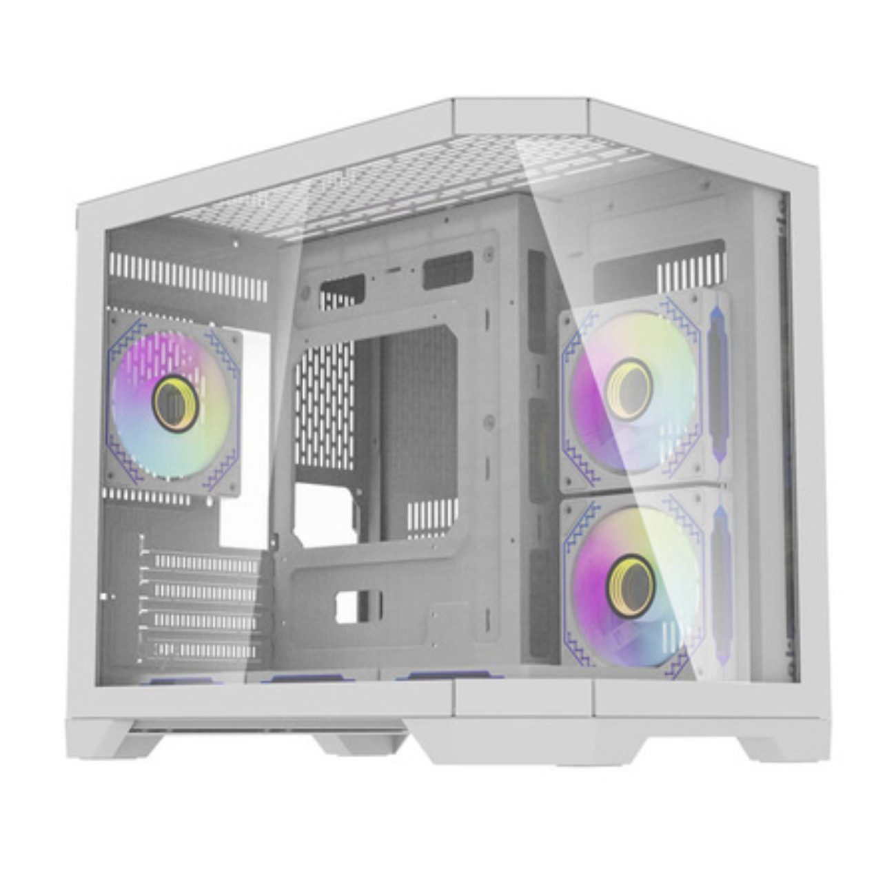 Darkflash PC-Gehäuse FT418, (Einzelartikel, Mini Tower mit 6 ARGB-Lüftern), Mini Tower mit 3 Glasfenstern und 6 ARGB-Lüftern