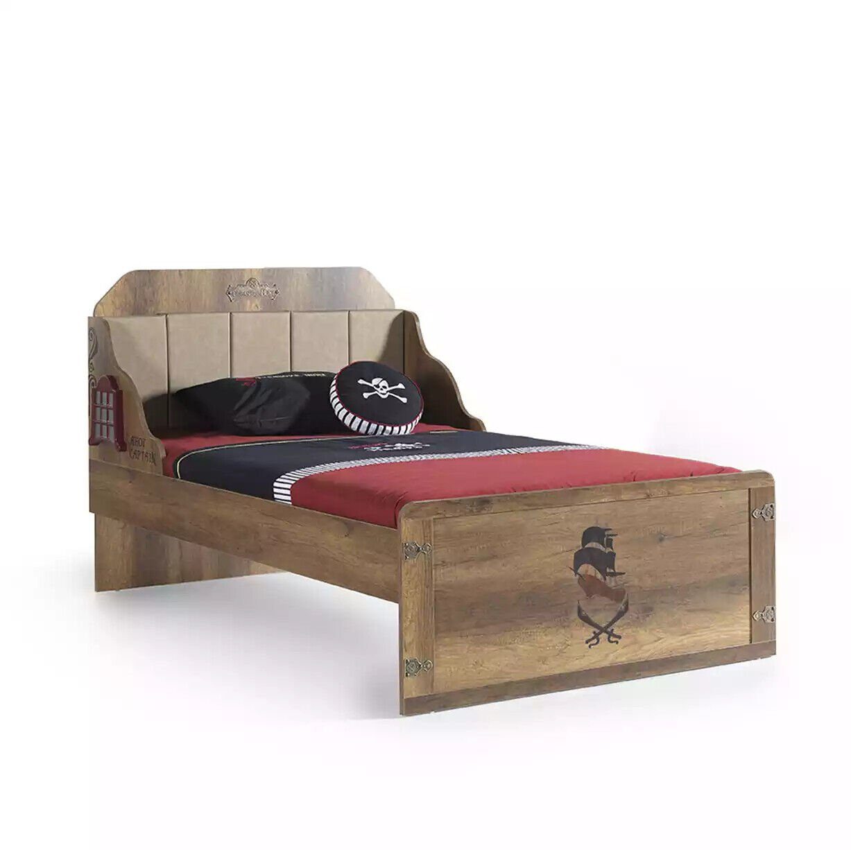 Kinderbett Bett Holz (1-tlg., Modern in JVmoebel Funktionsbett Made Bett), Bett Ausziehbares Europe Braun