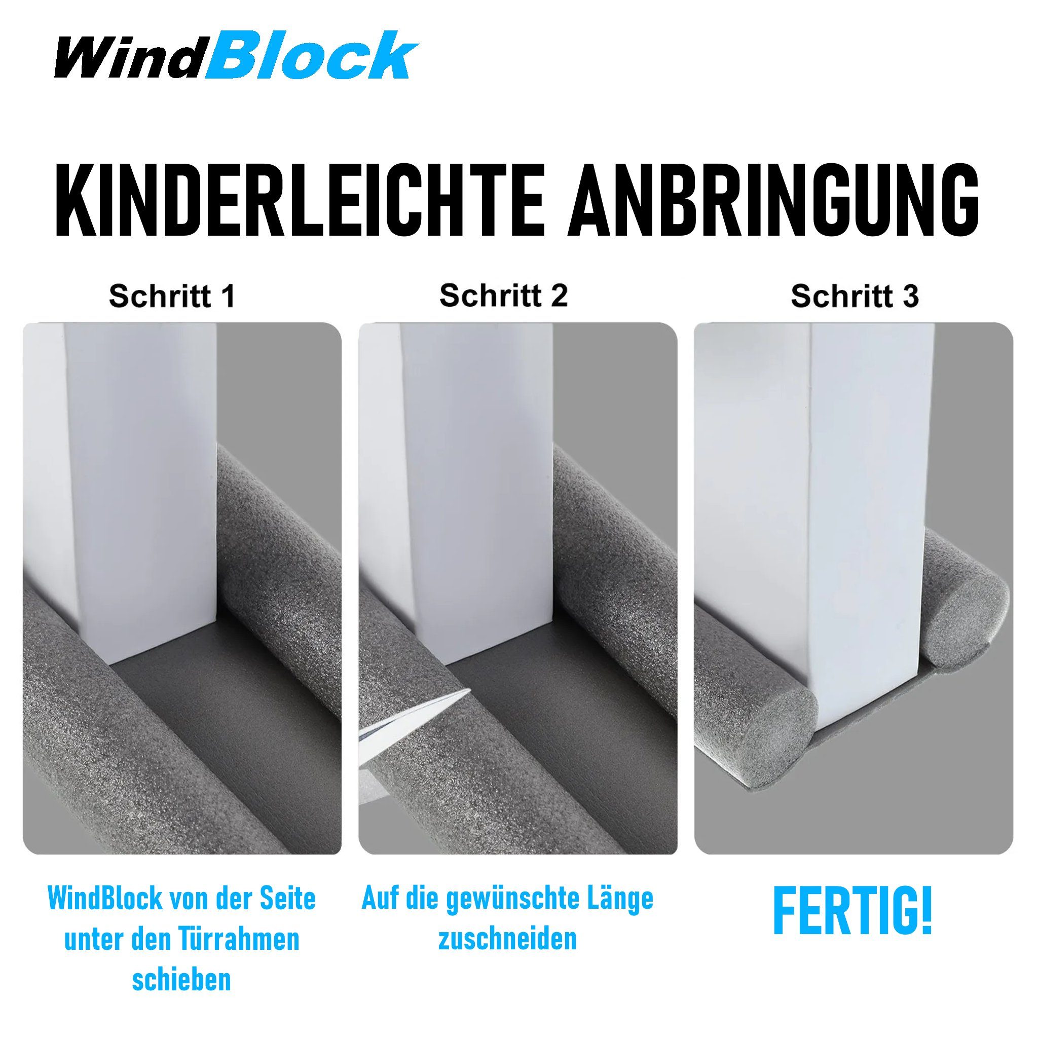 Luftzugstopper - Türbodendichtung Türdichtung Türisolierung, für Windstopper 2er - Set Tür die MAVURA 90 cm WindBlock - Zugluftstopper