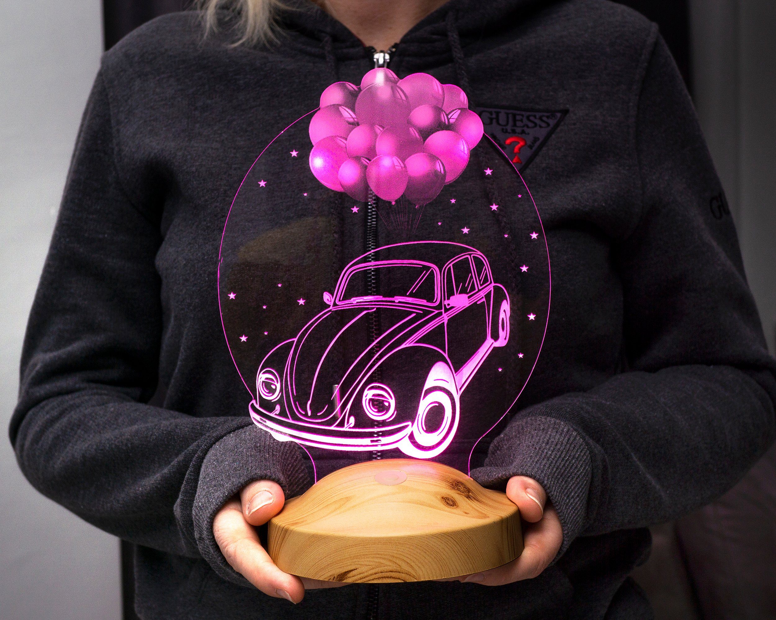 Geschenkelampe LED Nachttischlampe Nostalgisches Auto vw käfer geschenk 3D Nachtlicht für Automobil Fans, Leuchte 7 Farben fest integriert, Geburtstagsgeschenk  – Bild 3 von 5