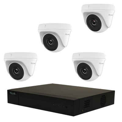 HILOOK TK-4144TH-MH TVI Komplettset für Videoüberwachung mit 4 Überwachungskamera (Außenbereich, Innenbereich, 5-tlg., H.265+ Videokomprimierung, Fernzugriff über PC und Smartphone, inkl. 1 TB Festplatte)