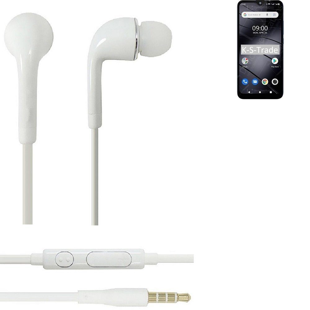 K-S-Trade für Gigaset GS110 In-Ear-Kopfhörer (Kopfhörer Headset mit Mikrofon u Lautstärkeregler weiß 3,5mm) | In-Ear-Kopfhörer