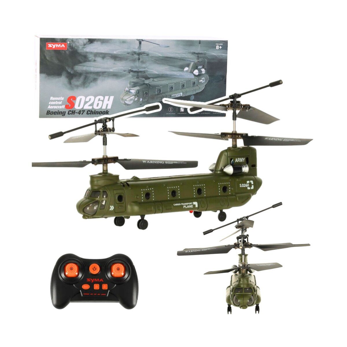 Wisam Spielzeug-Flugzeug RC-Hubschrauber-Fernsteuerung Syma S026H-1 Grün Khaki
