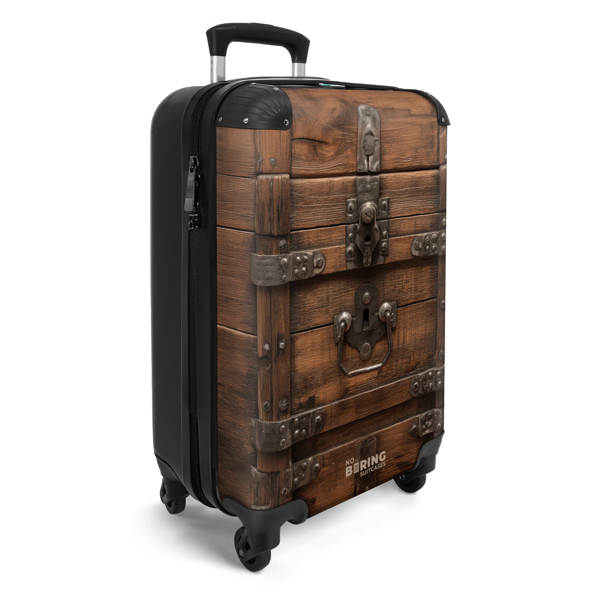 NoBoringSuitcases.com© Hartschalen-Trolley Verschlossene Holzkiste mit Meta günstig online kaufen
