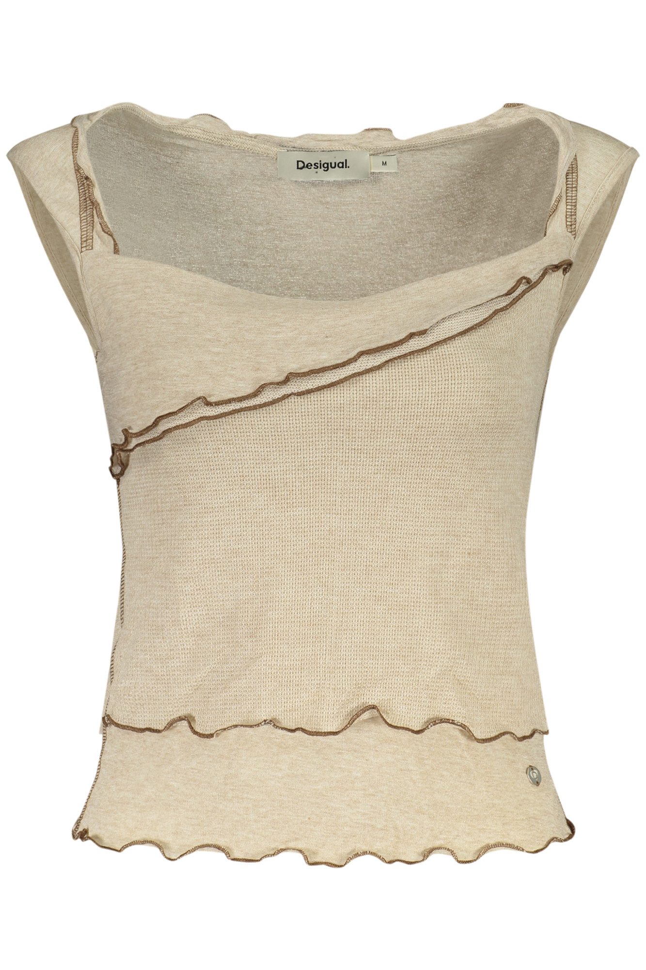 Desigual T-Shirt Beiges Damen-Tanktop mit U-Boot-Ausschnitt und günstig online kaufen