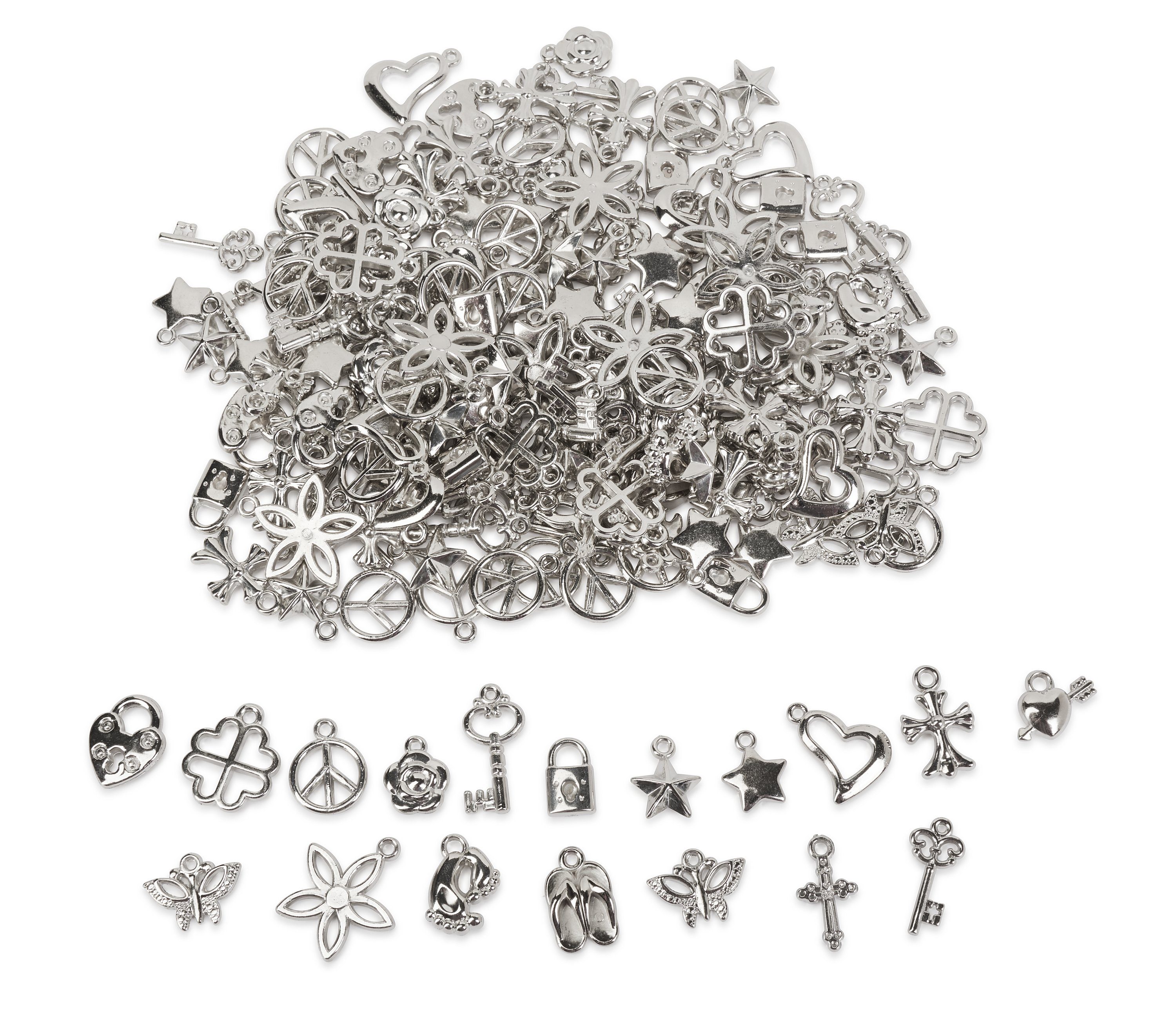 VBS XXL Anhänger Set 70g Kunststoff Anhänger-Mix Scrapbook, silberfarben