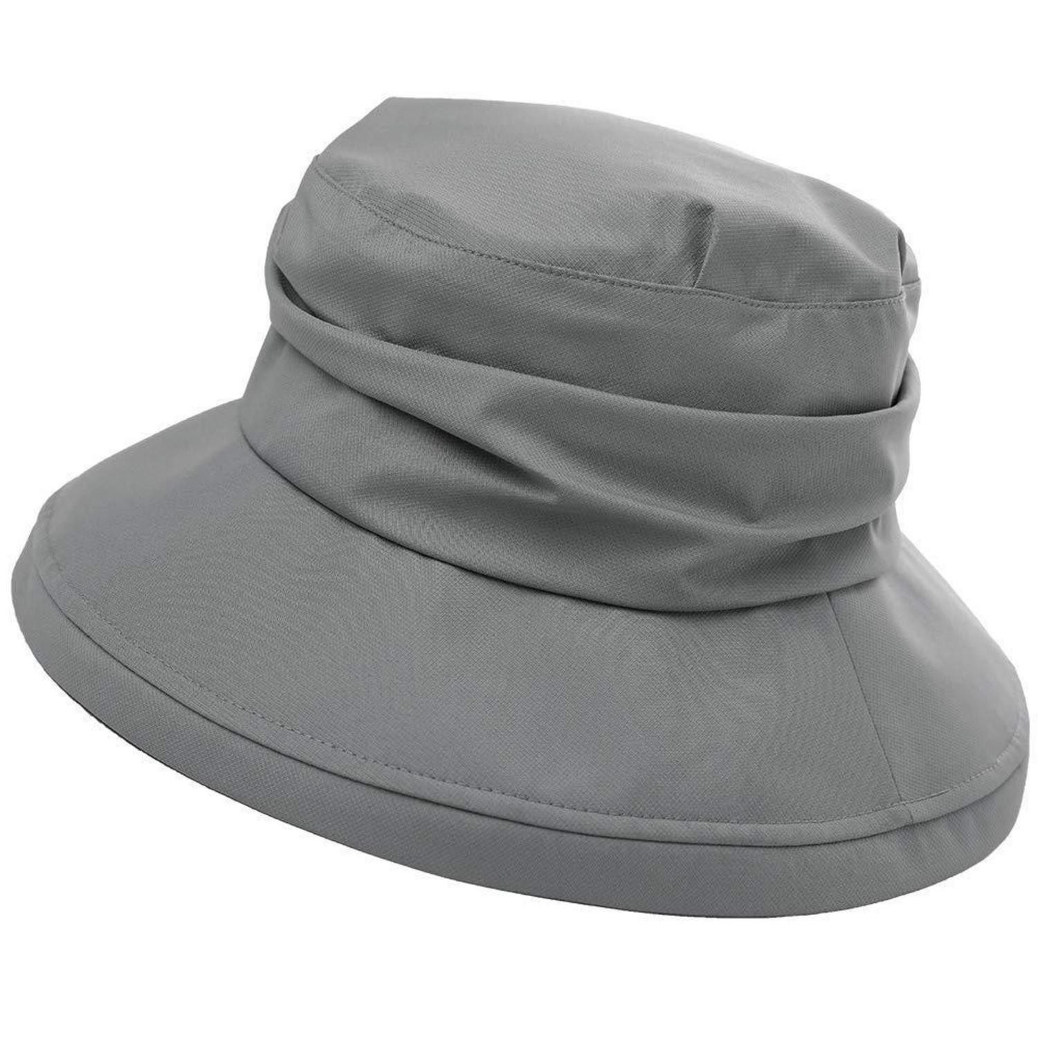 LuxusKollektion Regenhut Regenhut Damen Faltbar Wasserdicht Sonnenhut Kinnband M 00737_Grau