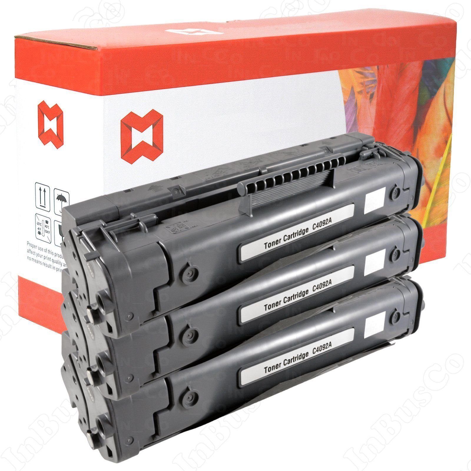 Inbusco Tonerpatrone 3 x Toner für HP 92A LaserJet 1100 1100 A 3200 SE M XI C4092A XL ..., SET C4092A