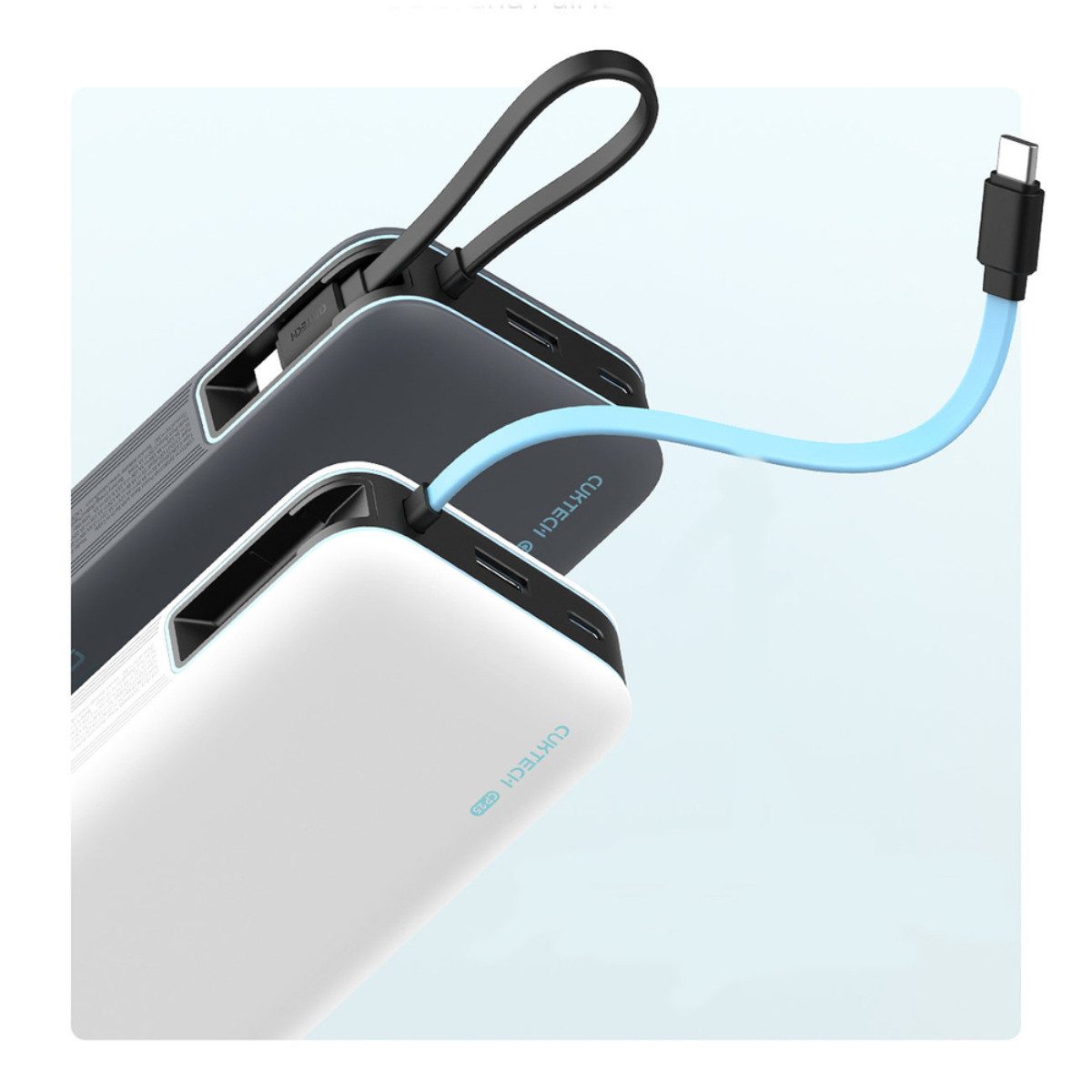 Cuktech CUKP200NGLLG Powerbank 20000 mAh (5, 9, 12, 15, 20 V), Integriertes USB-C Kabel mit Tragefunktion