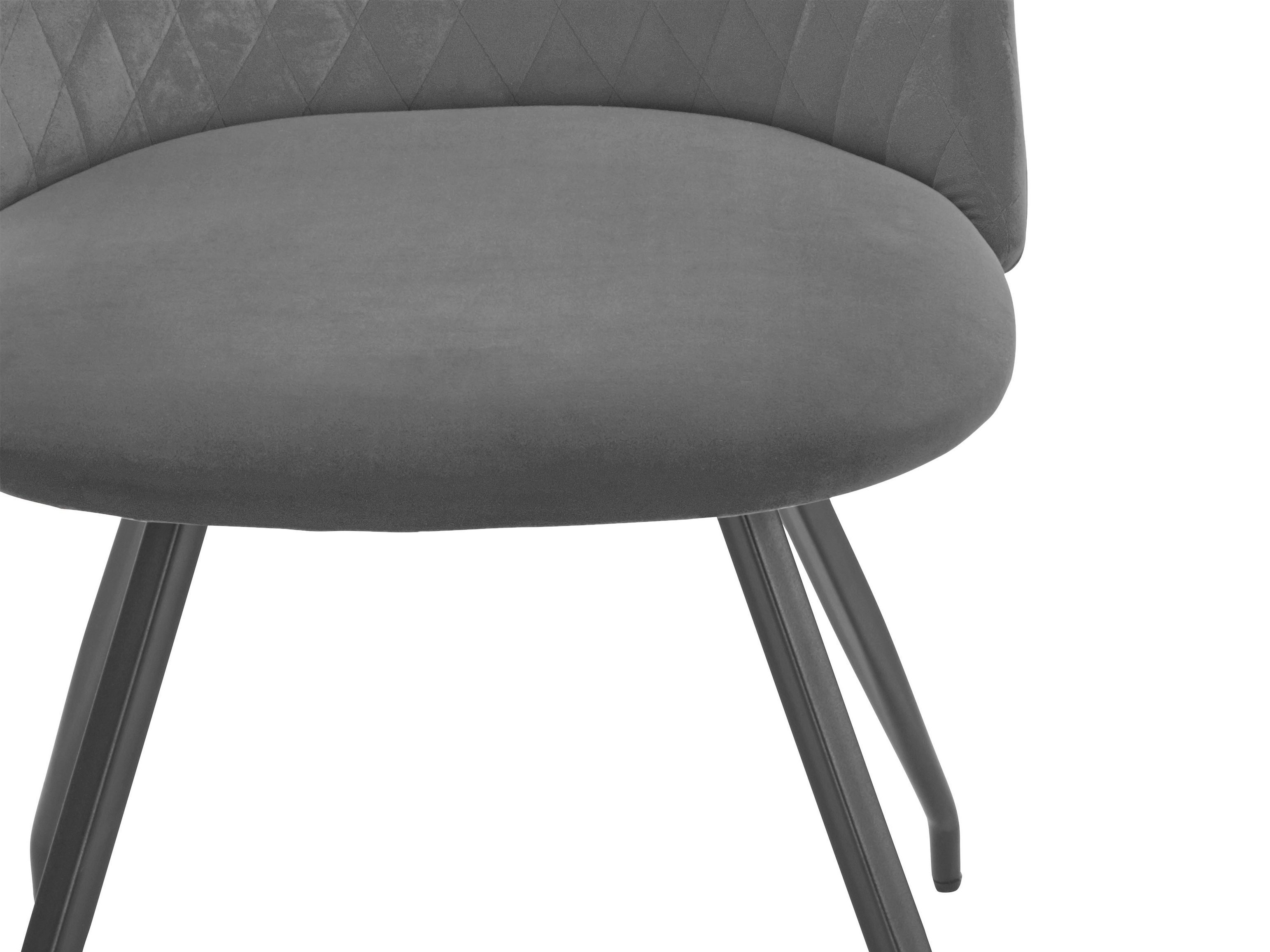 Sitz Sitzhöhe Emilie und Veloursstoff, (2er-Set), cm 46 aus Esszimmerstuhl grau Rücken gepolstert, Bezug loft24