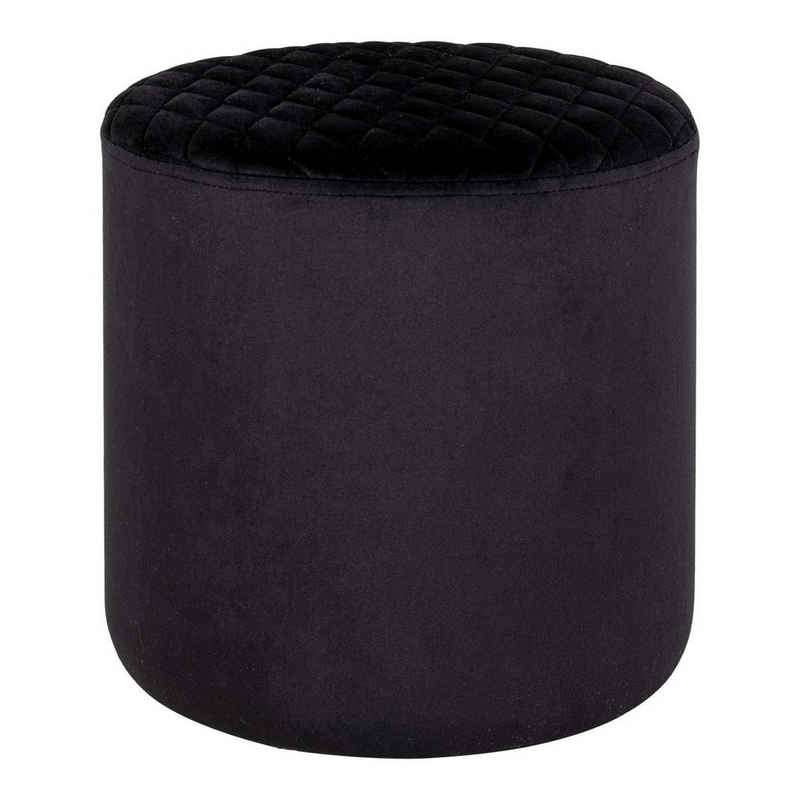 House Nordic Fußhocker Ejby Pouf – Pouf aus Samt, schwarz, HN1207, Ø34x36 cm