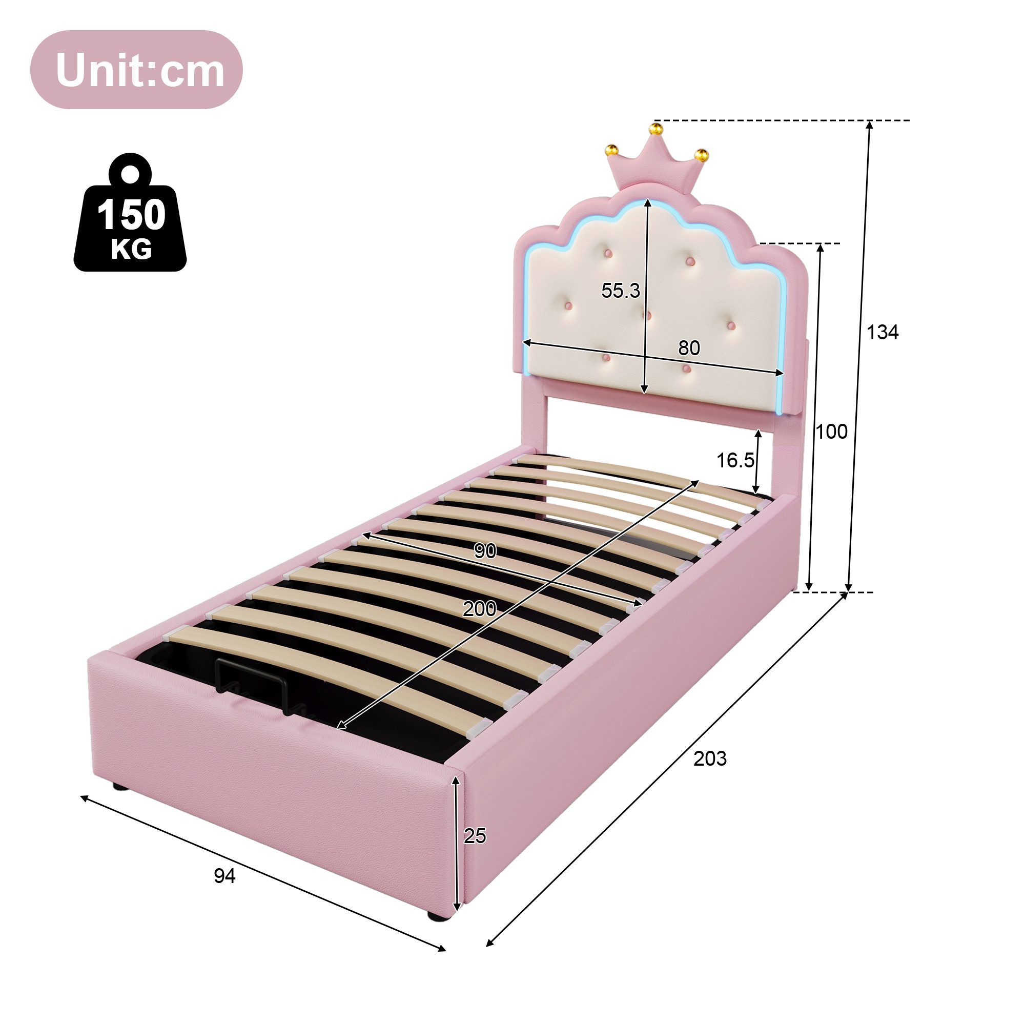 TavilaEcon Prinzessinbett Kinderbett, PU-Material, Lattenrost, mit günstig online kaufen