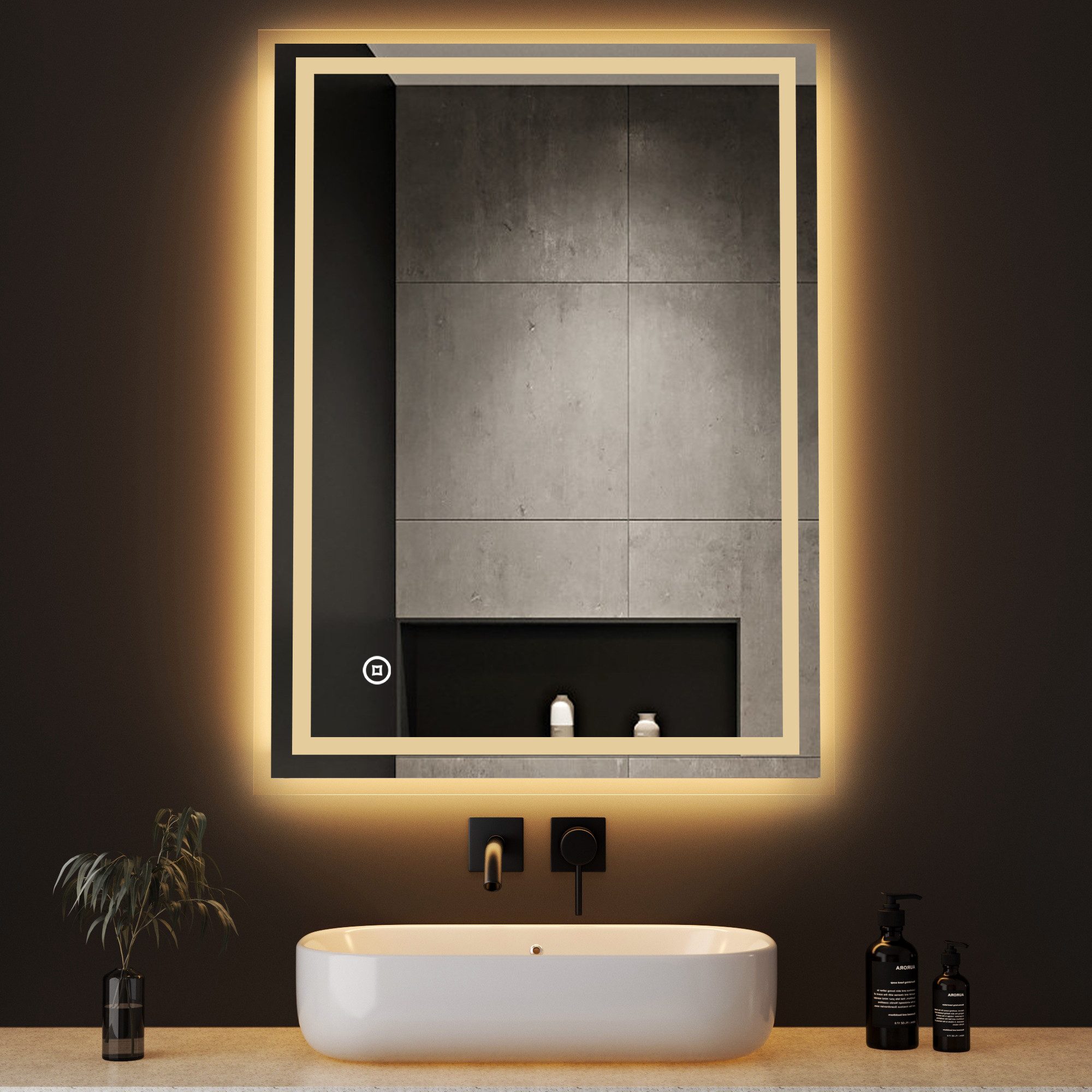 WDWRITTI Badspiegel Wandspiegel Badezimmerspiegel Led mit beleuchtung 80x60 günstig online kaufen