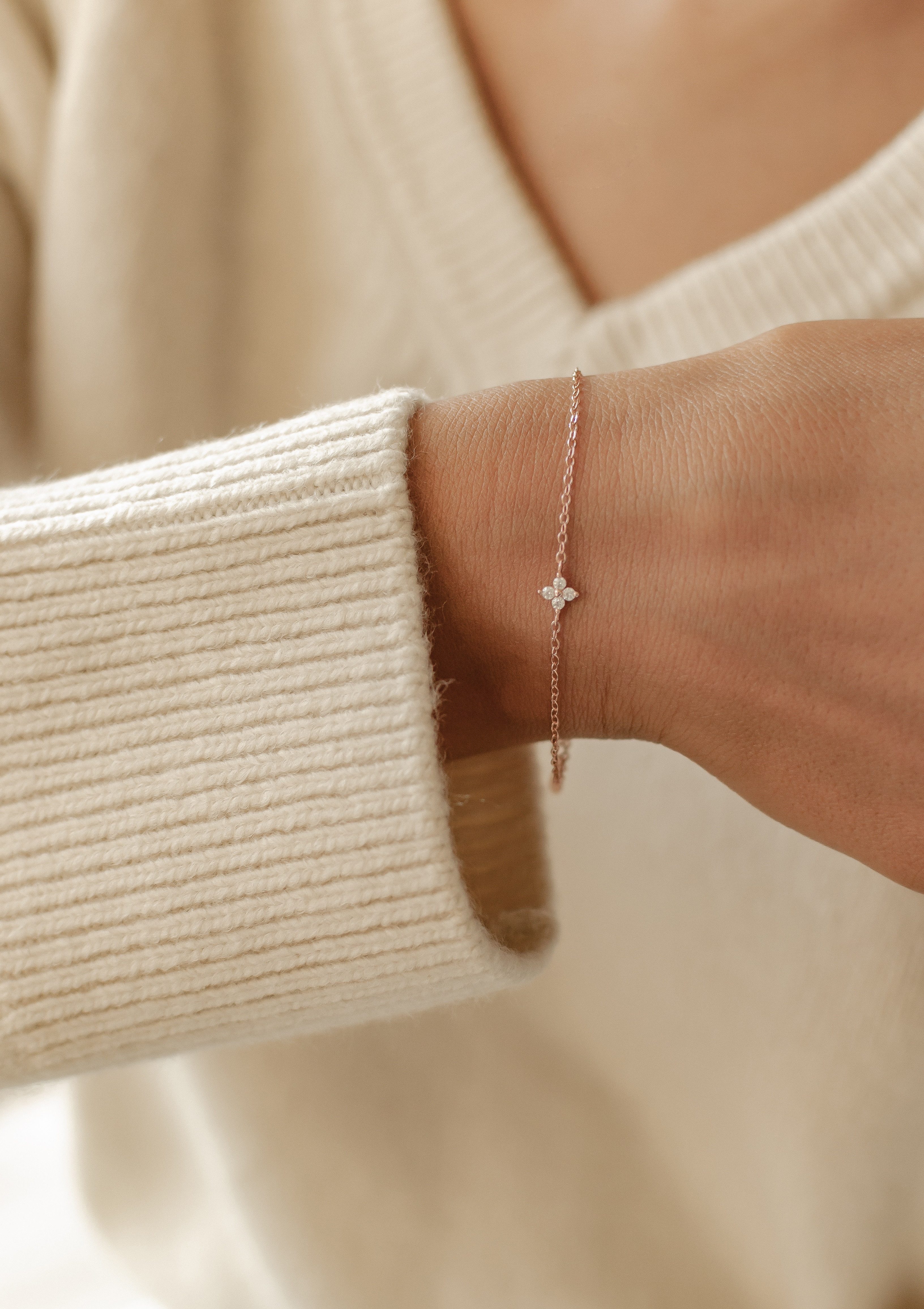 Hey Happiness Silberarmband Blume Zirkon Kettchen, günstig online kaufen