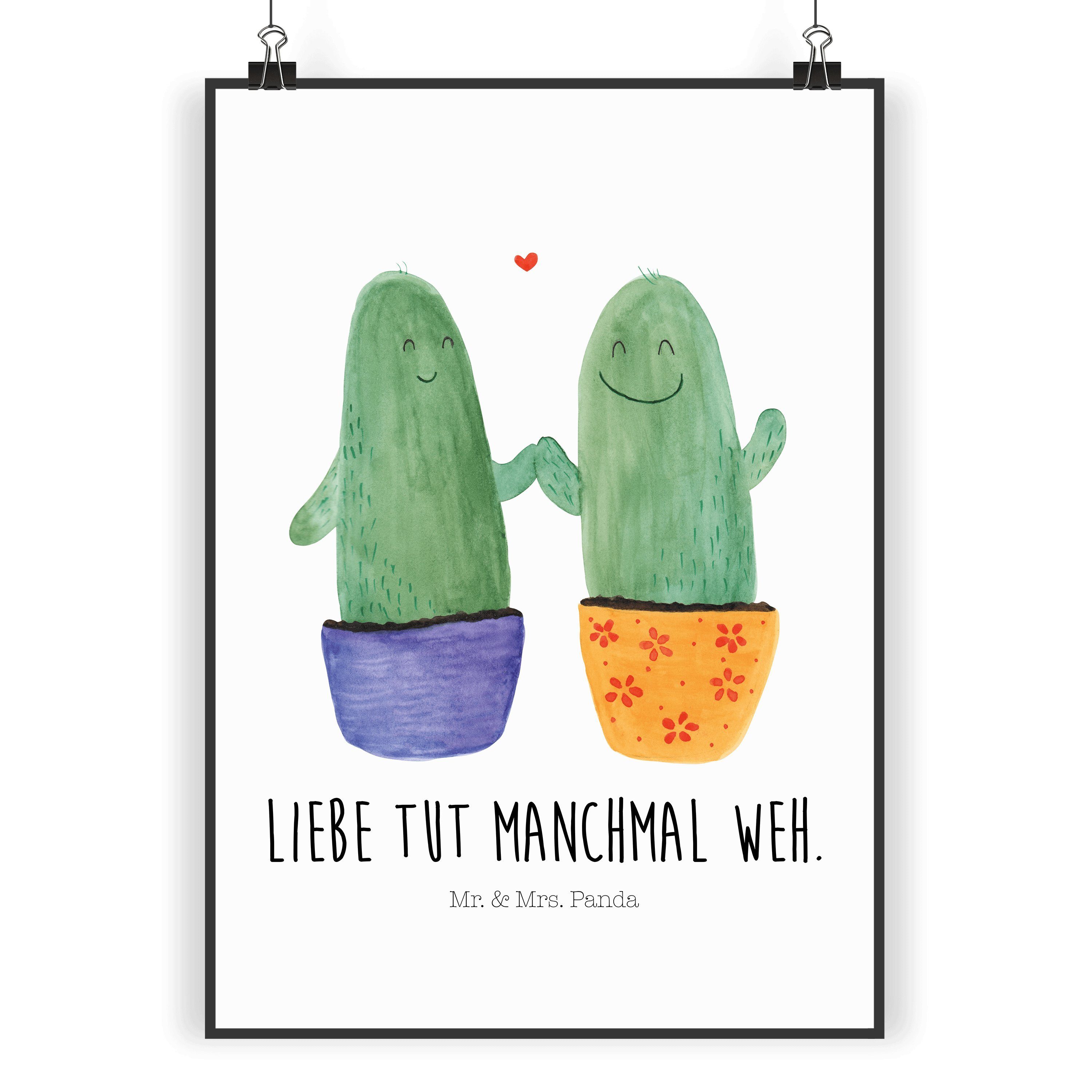 Mr. & Mrs. Panda Poster »Kaktus Liebe Weiß Poster, Kunstdruck